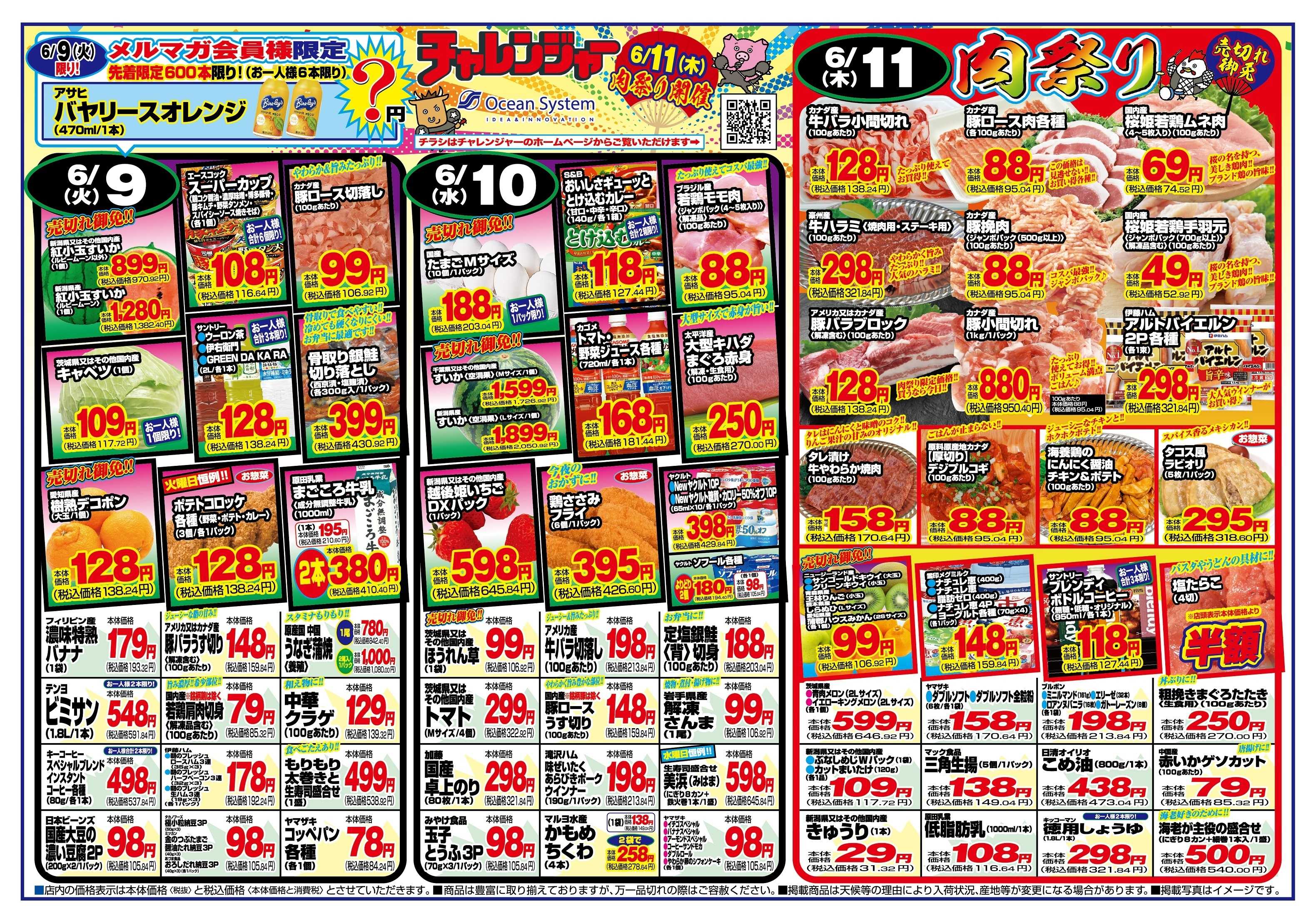 チャレンジャー 6月9日～6月12日　日替りお買い得情報！