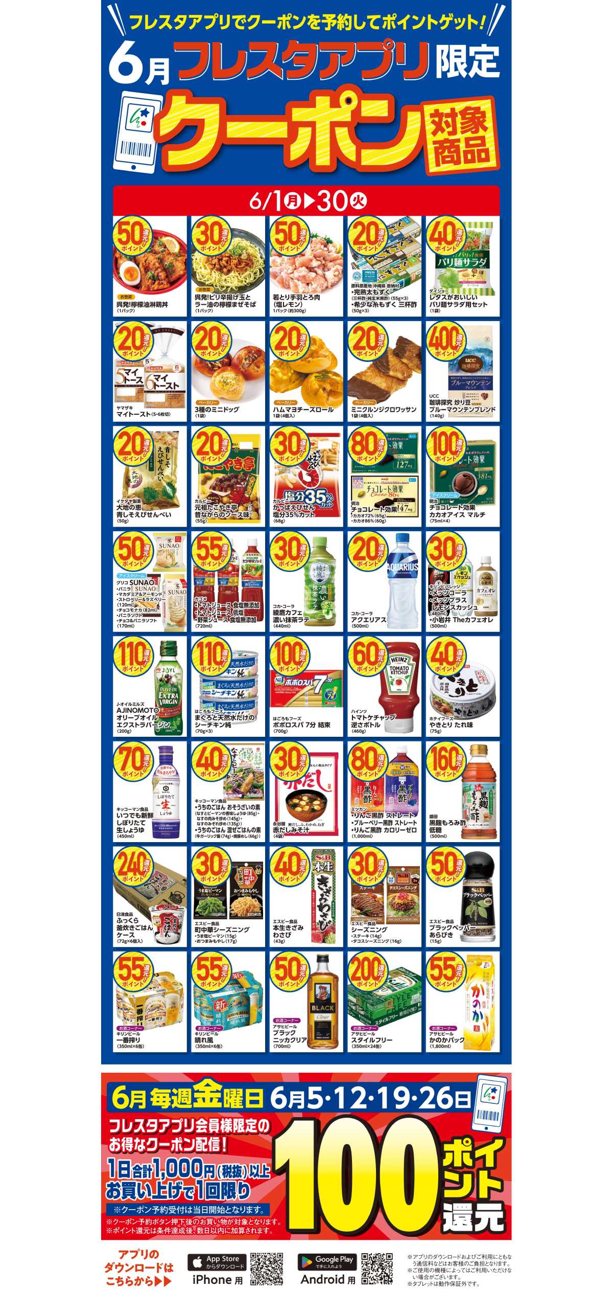 フレスタ 6月のアプリクーポン対象商品