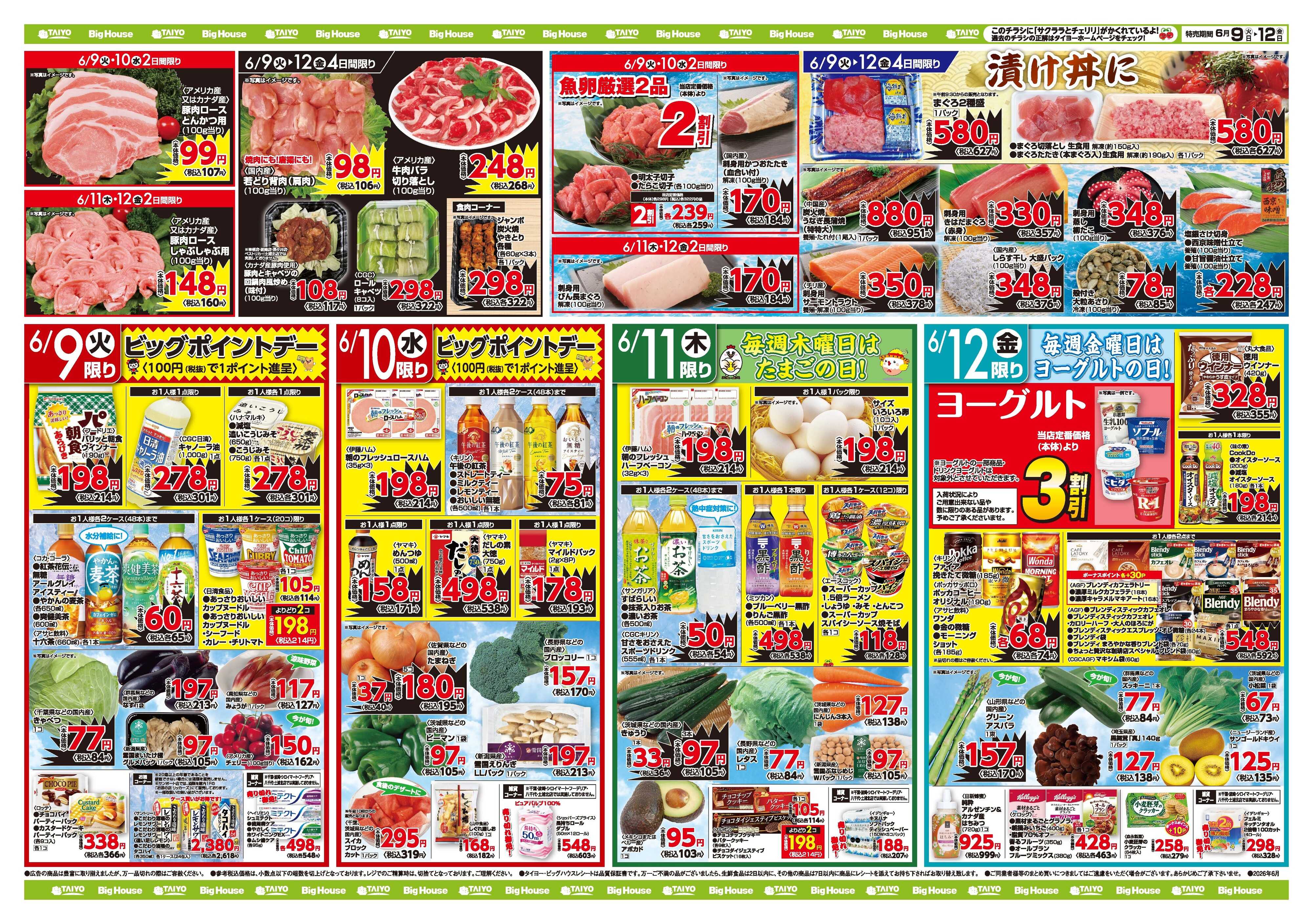 スーパーマーケットタイヨー お買い得チラシ6月9日~6月12日