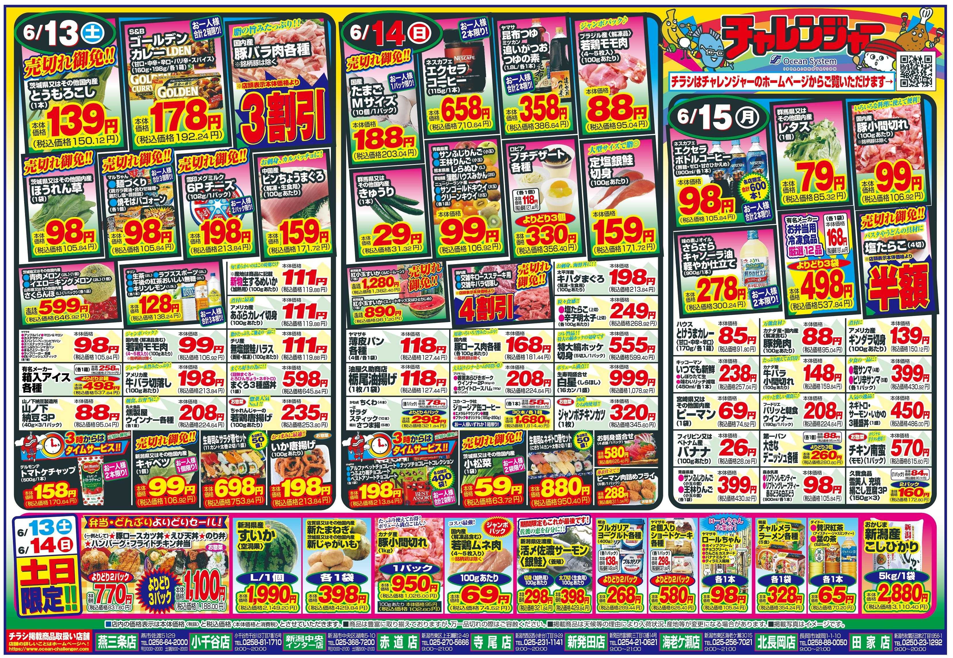 チャレンジャー 6月13日～6月15日　日替りお買い得情報！