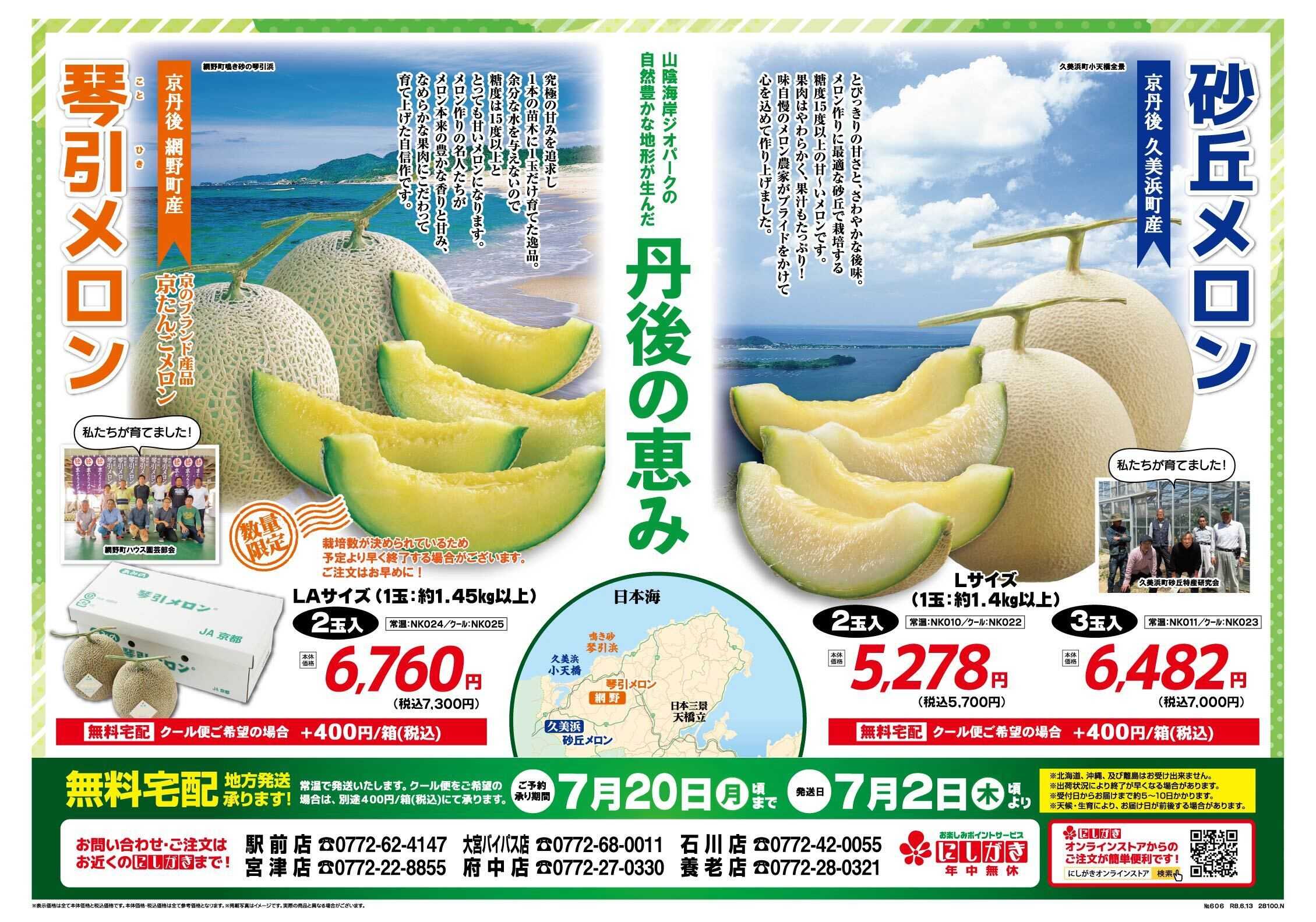 スーパーにしがき 土用の丑・メロンご予約チラシ