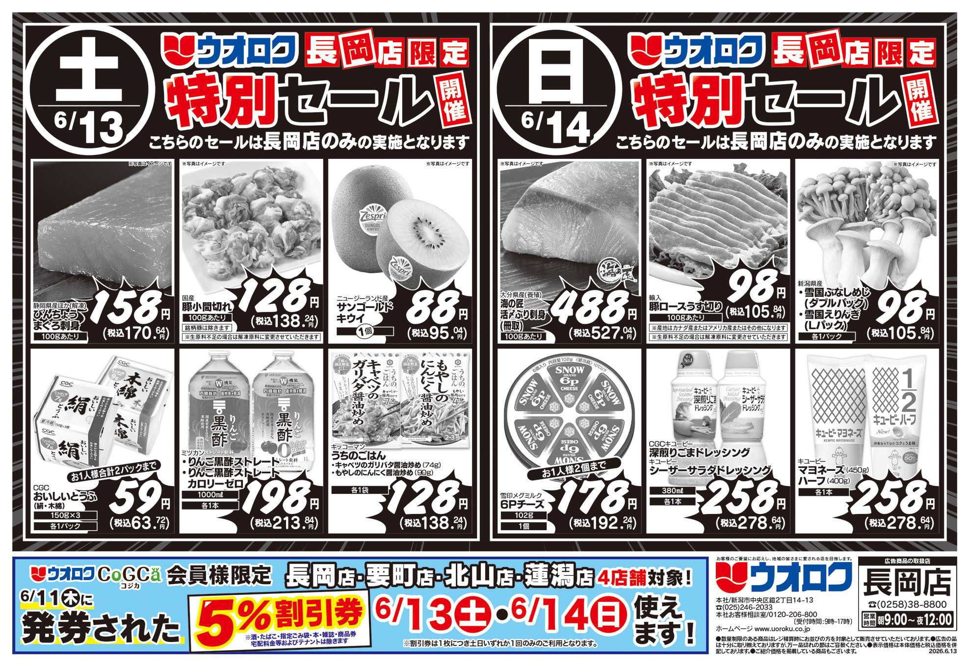 ウオロク 長岡店限定　特別セール/6月元気爆発価格