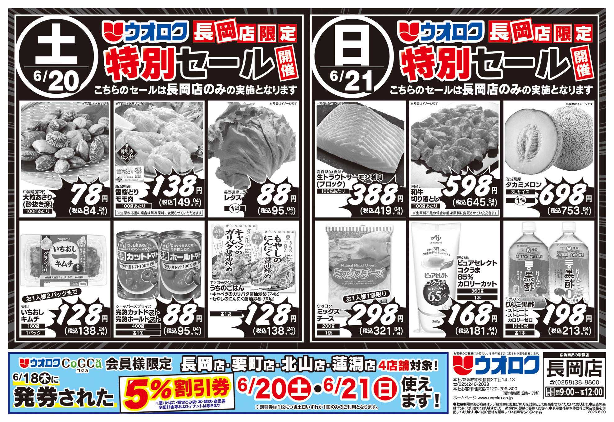 ウオロク 長岡店限定　特別セール/ボーナスポイント
