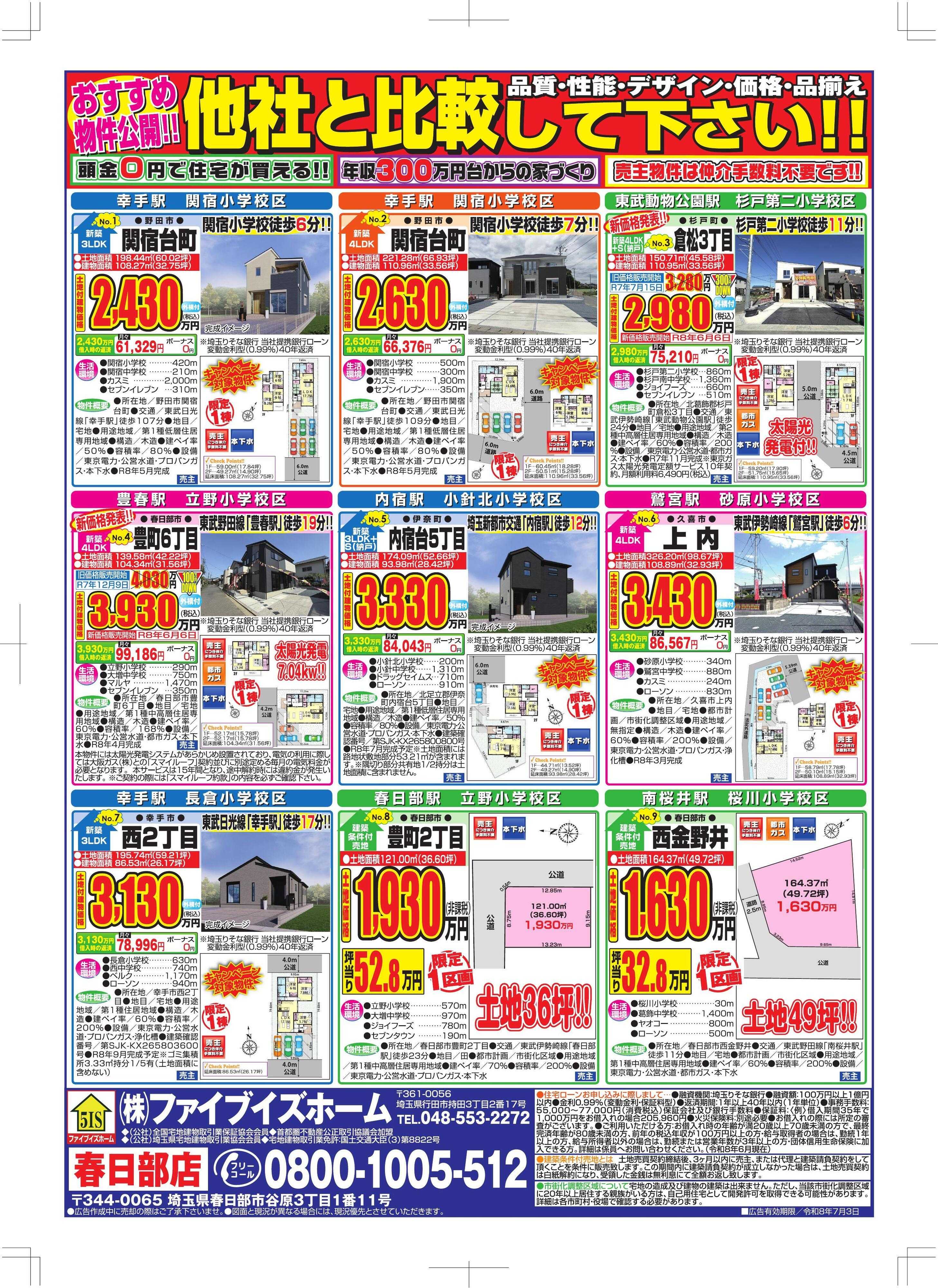 ファイブイズホーム 春日部店チラシ