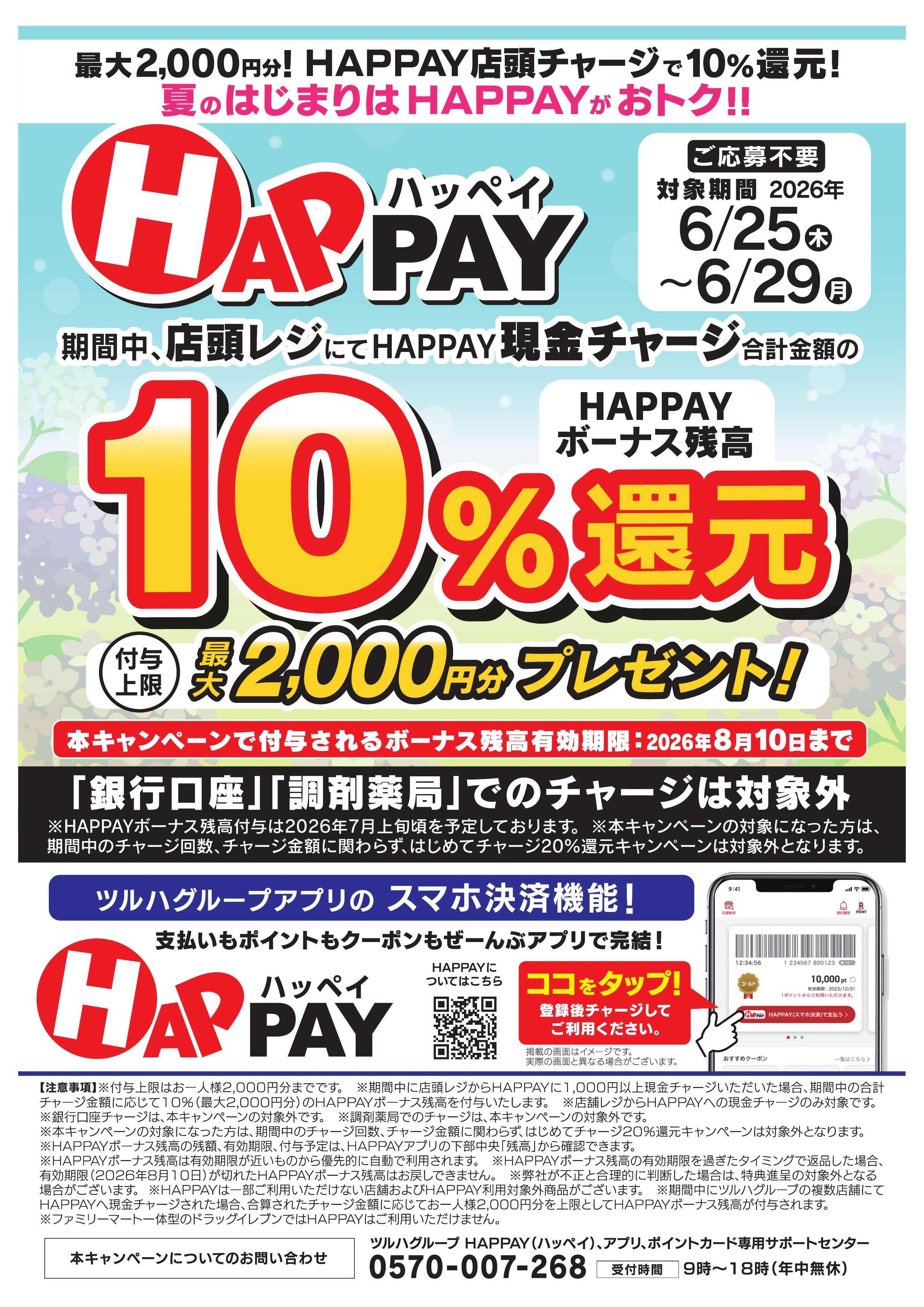 くすりの福太郎 【HAPPAY】店頭チャージで10％還元