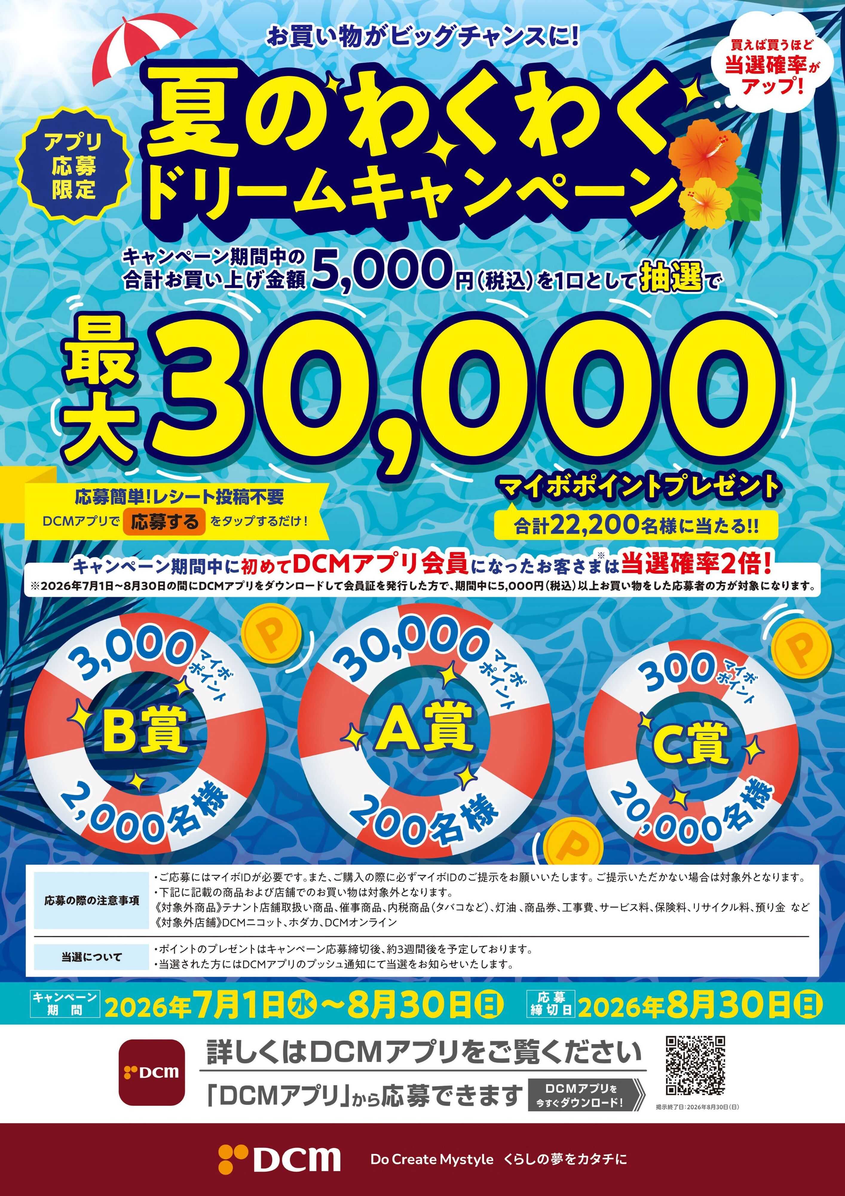 DCM お買い物がビッグチャンスに！夏のわくわくドリームキャンペーン【アプリ応募限定】