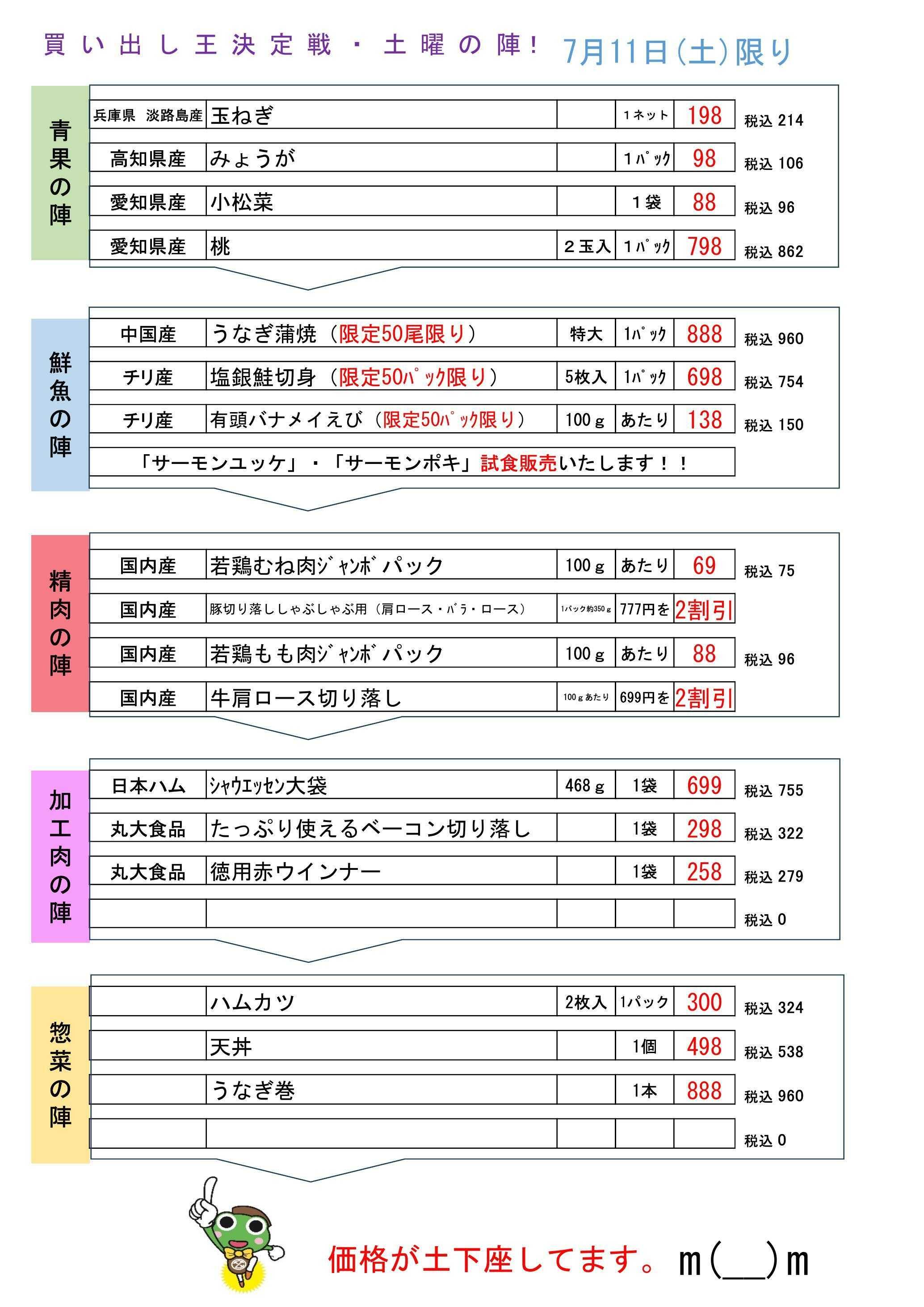 生鮮食品館サノヤ 買い出し王決定戦・土曜の陣7月11日