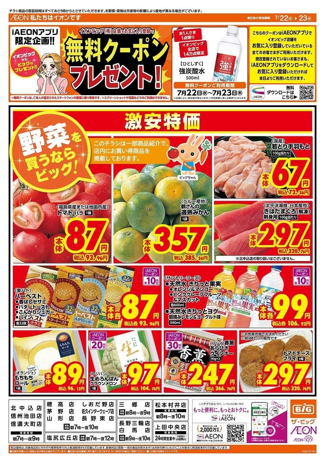 ザ・ビッグ 激安特価は水曜からのおすすめ品！