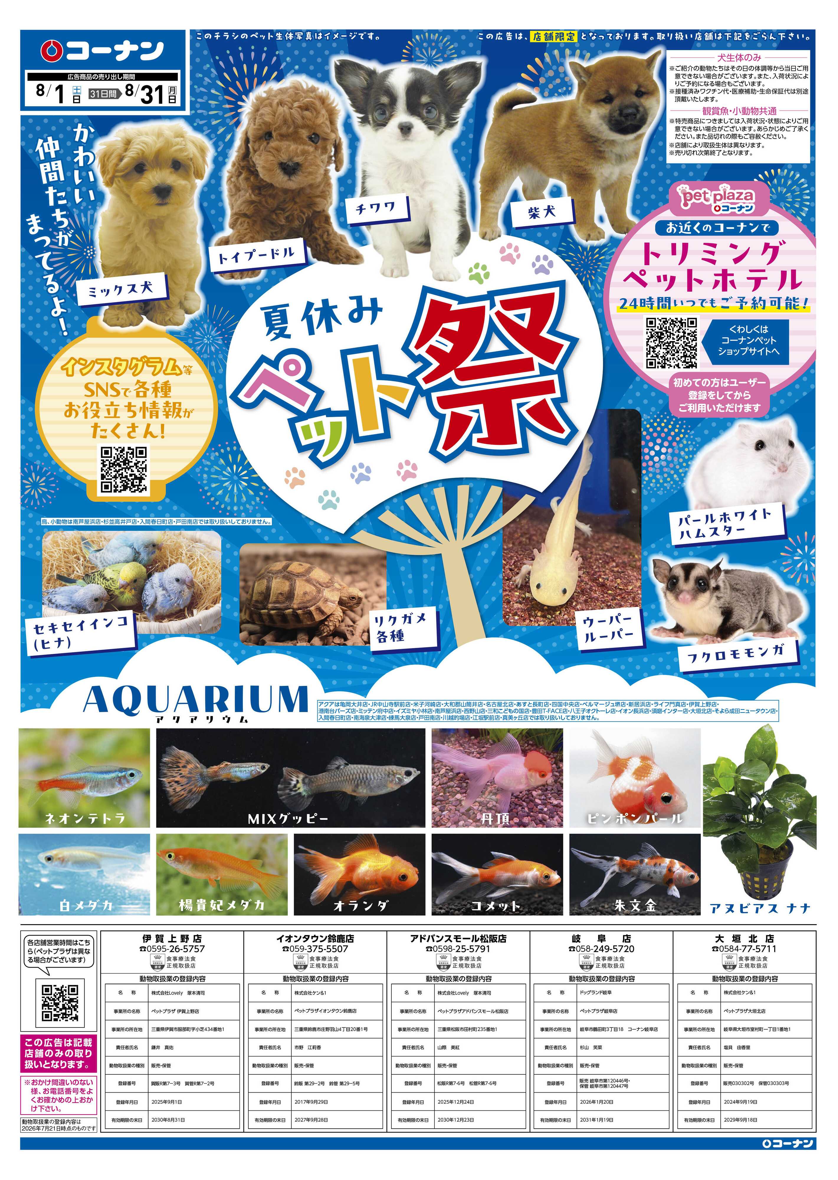 コーナン 夏休みペット祭チラシ