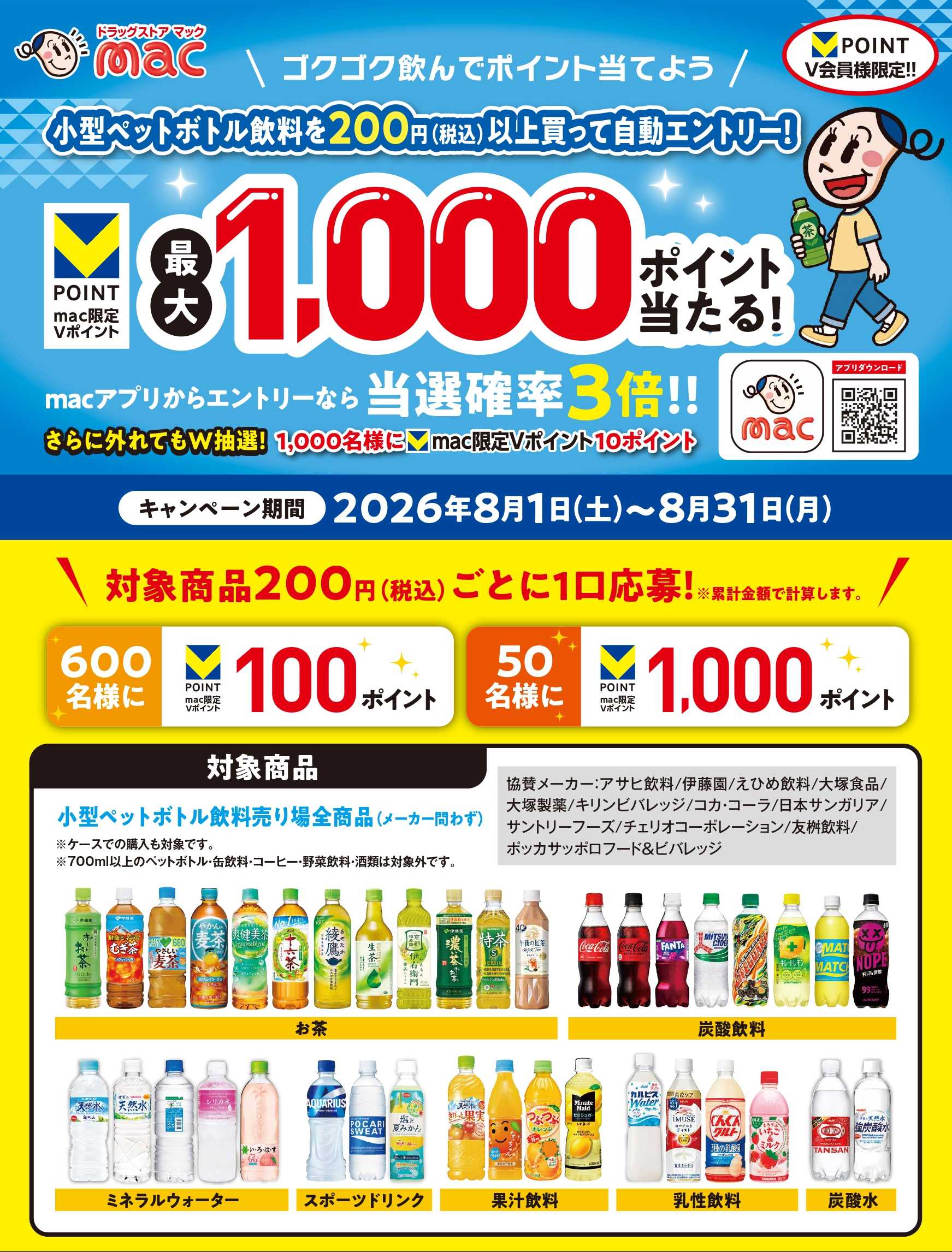 ドラッグストアmac ゴクゴク飲んでポイント当てよう！200円から自動エントリー