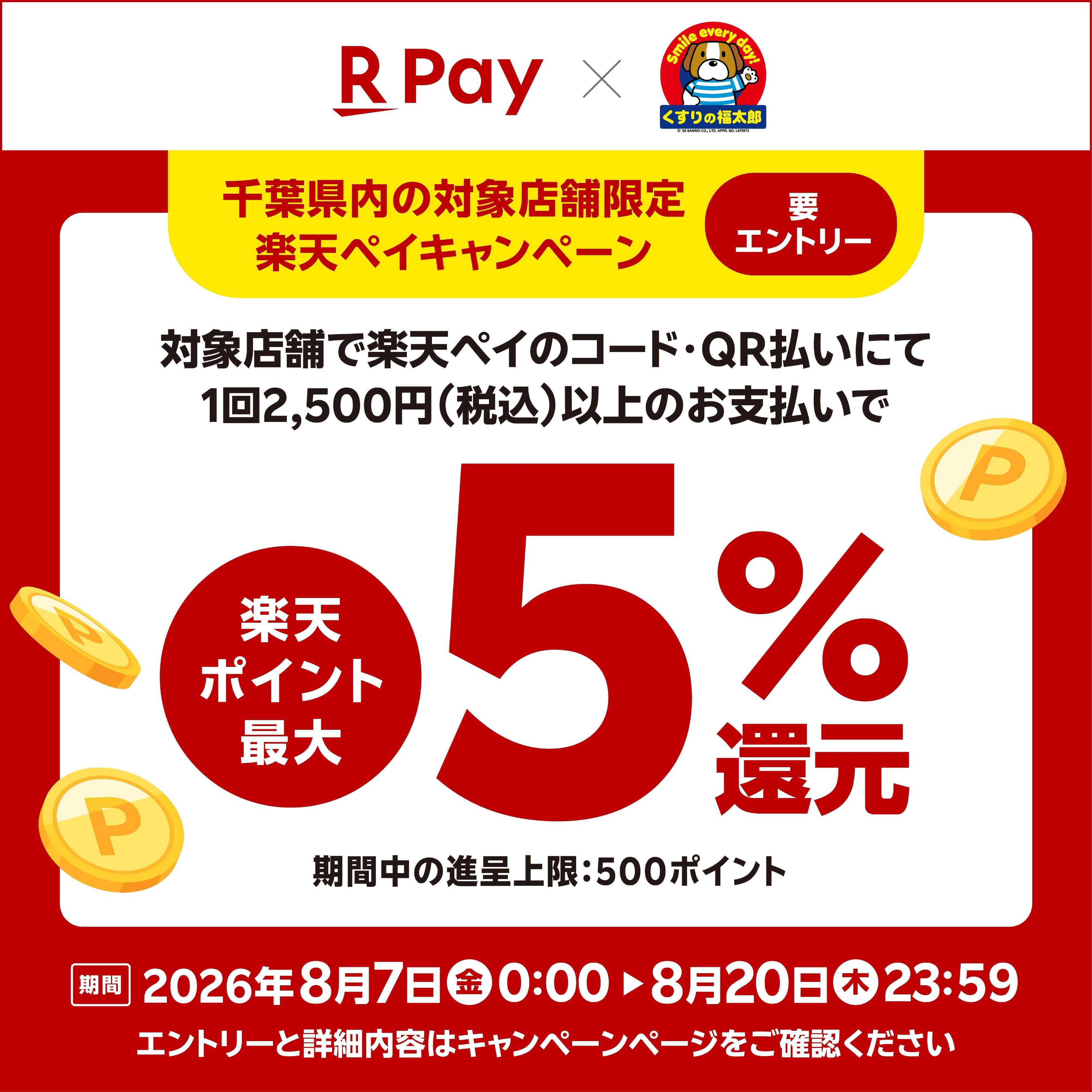 くすりの福太郎 千葉市限定キャッシュレスキャンペーン×楽天Payクーポン