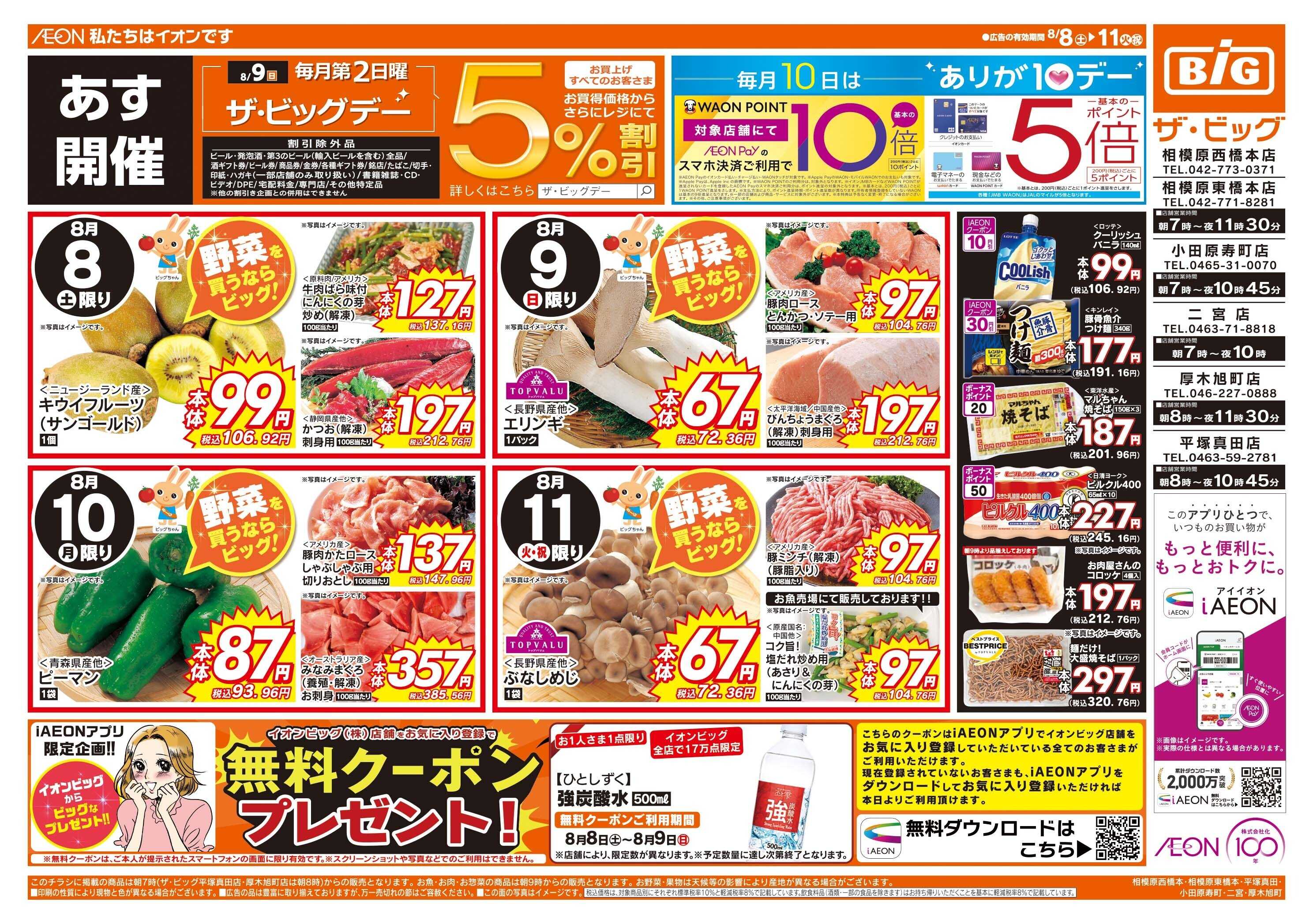 ザ・ビッグ 8/9（日）はザ・ビッグデー！