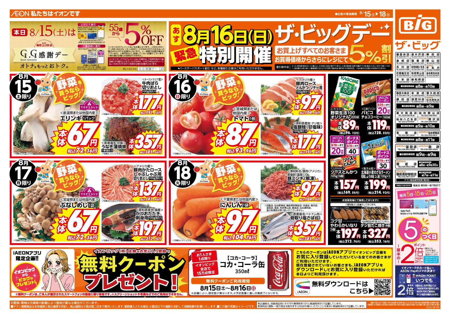 ザ・ビッグ 8/16（日）は特別開催ザ・ビッグデー！
