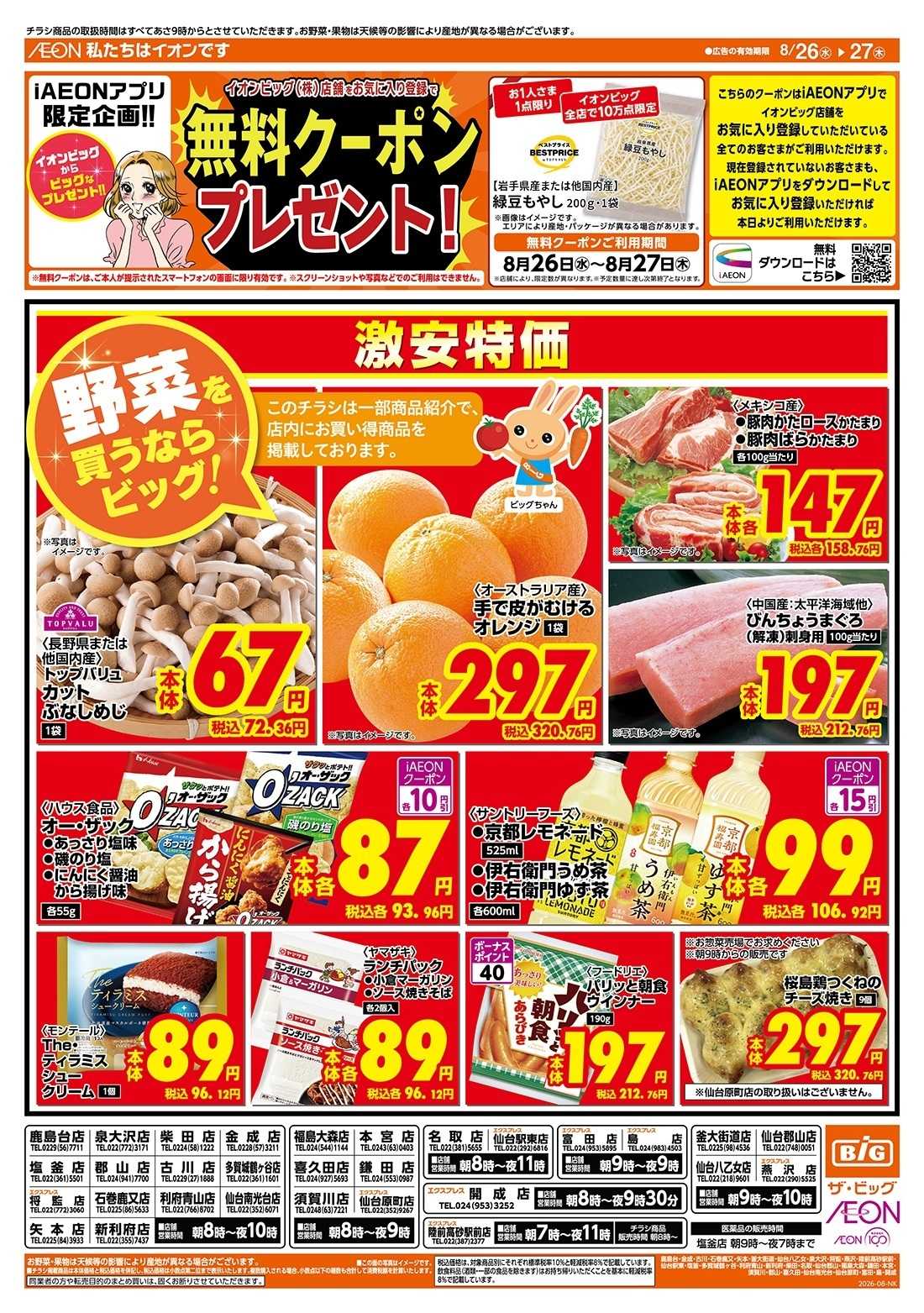 ザ・ビッグ 激安特価は水曜からのおすすめ品！