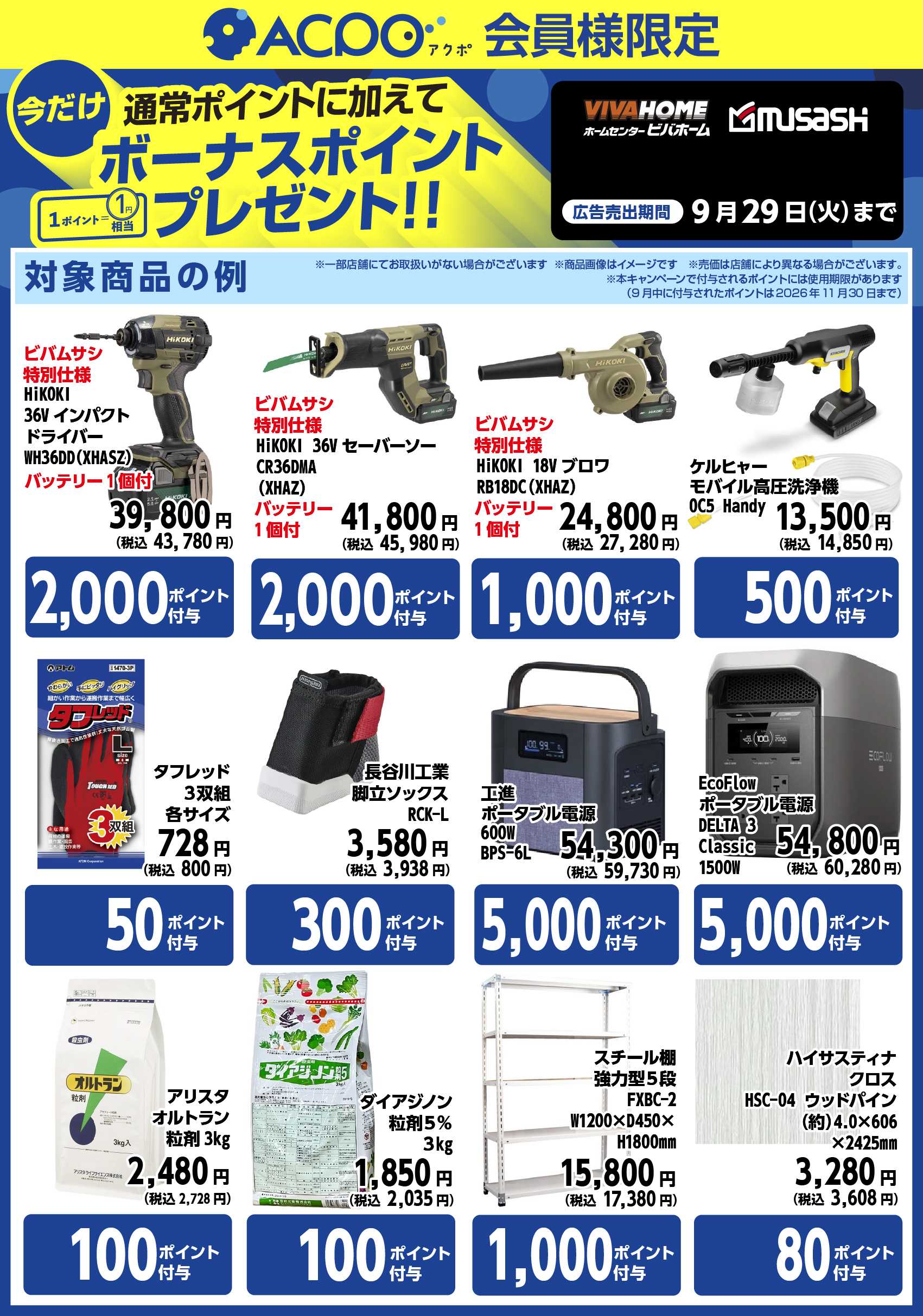 ビバホーム 今月のACPOボーナスポイント商品のご紹介！