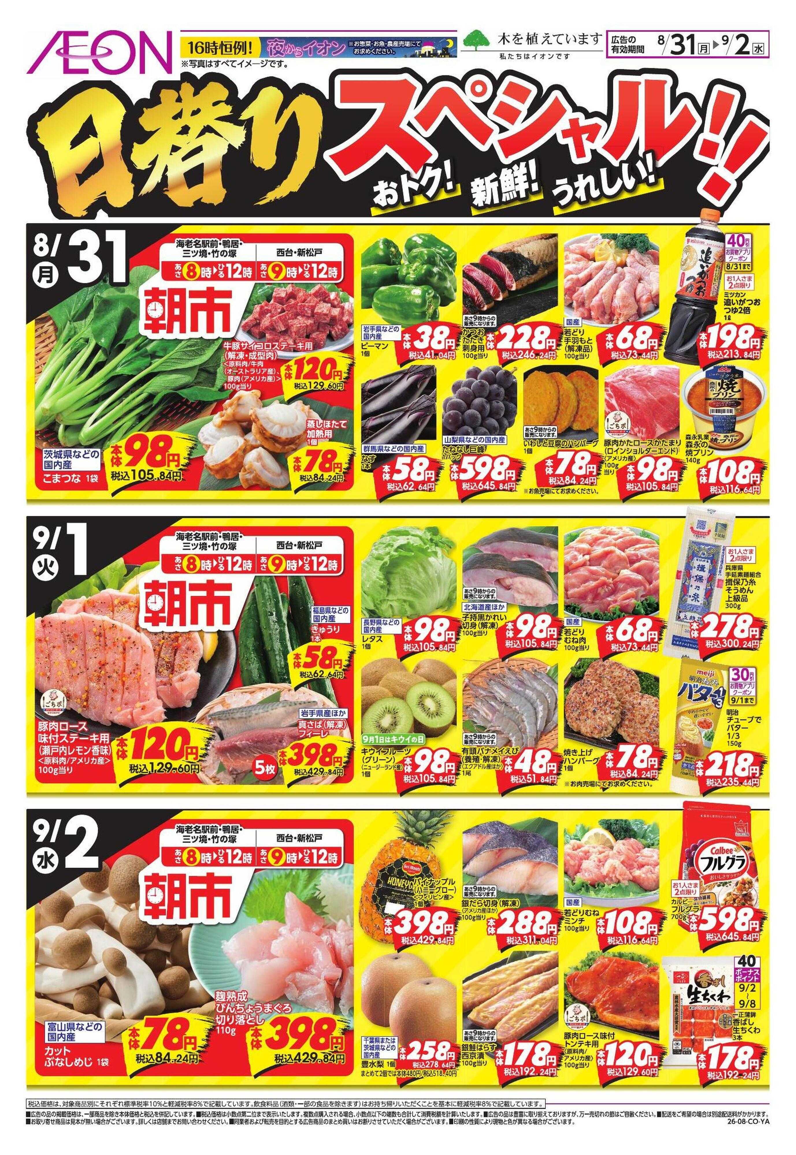 イオン 8/31号　鴨居・海老名駅前・西台・三ツ境・新松戸・竹の塚