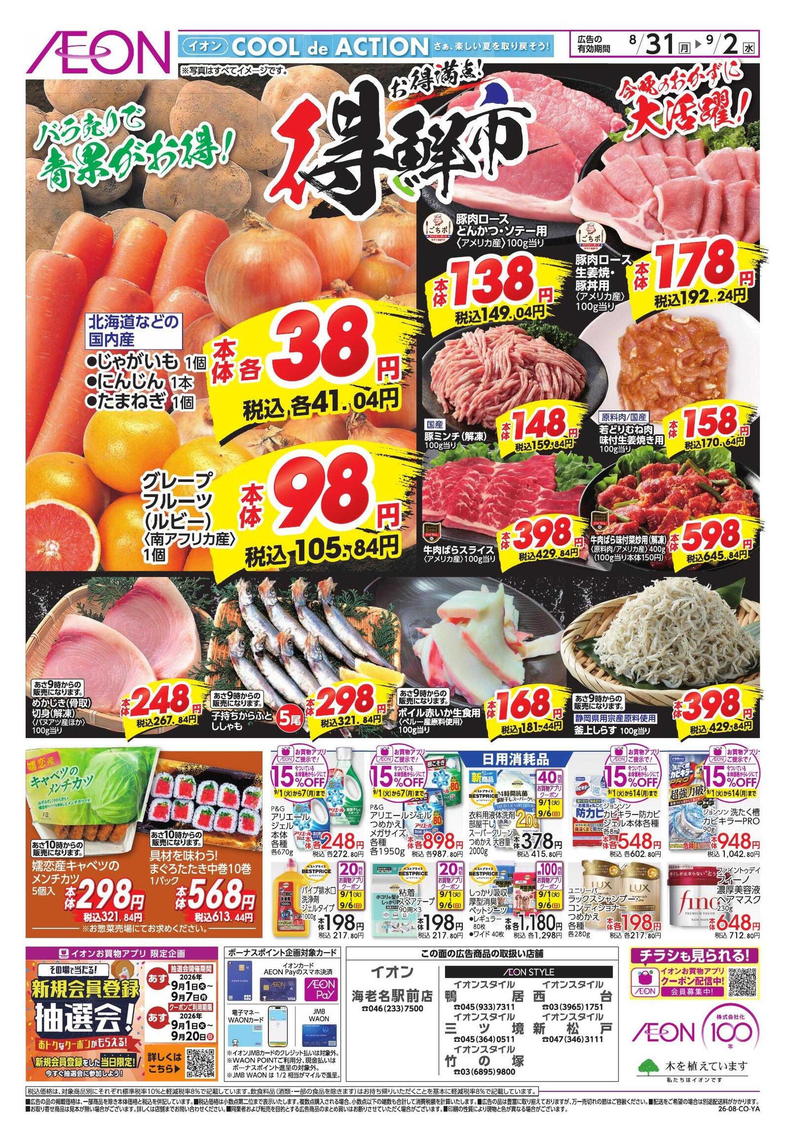 イオン 8/31号　鴨居・海老名駅前・西台・三ツ境・新松戸・竹の塚