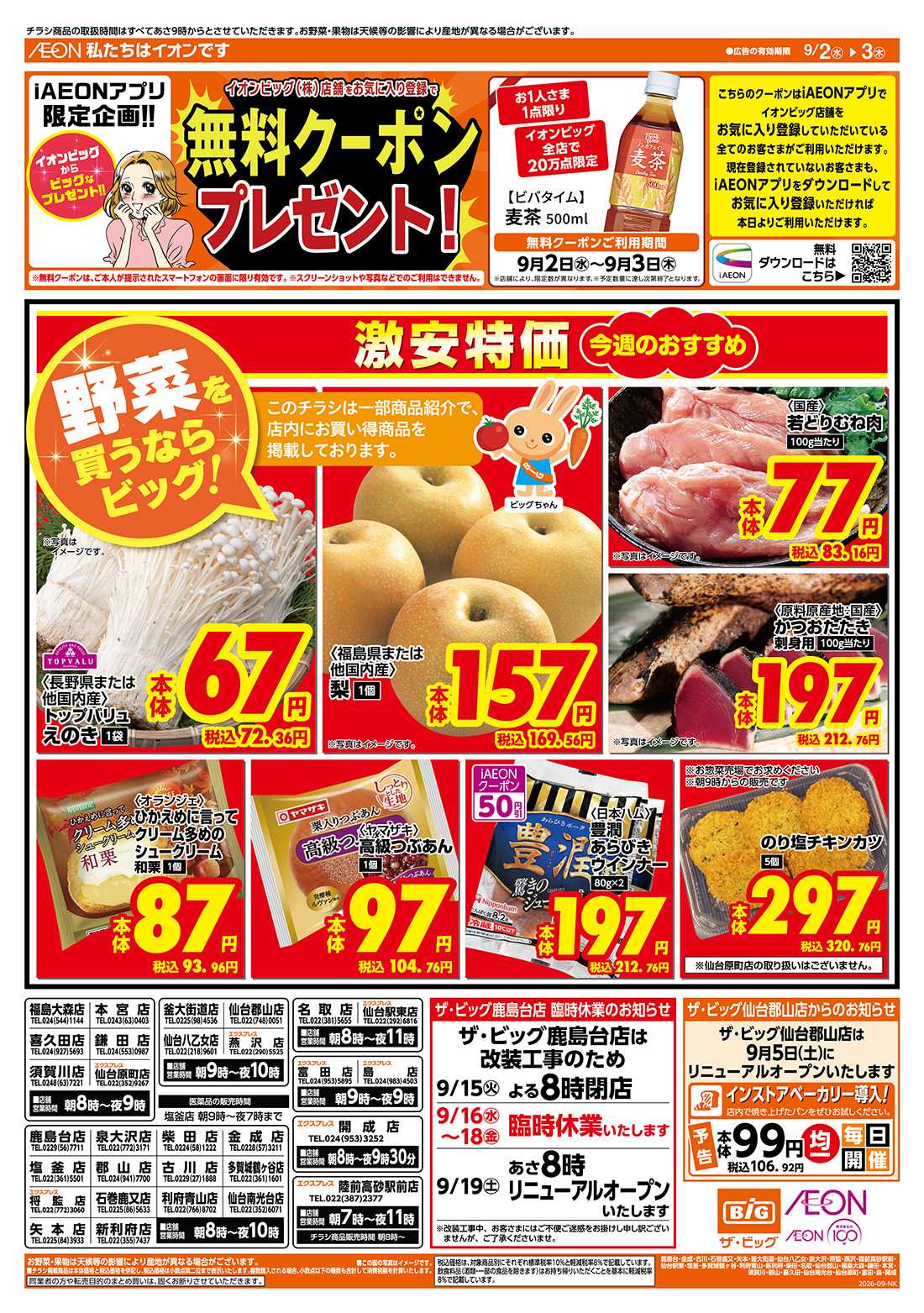 ザ・ビッグ 激安特価は水曜からのおすすめ品！