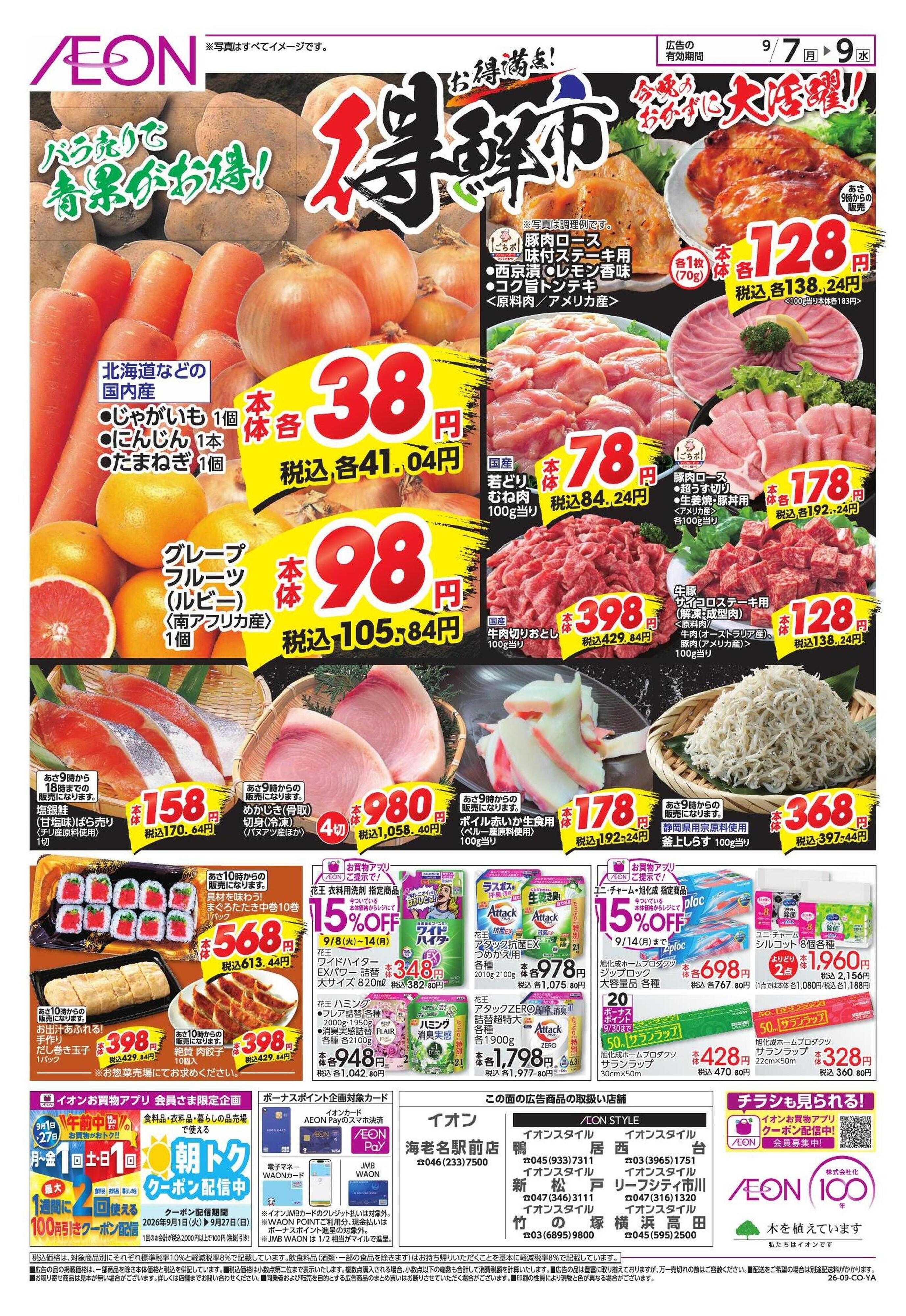 イオン 9/7号　鴨居・海老名駅前・西台・新松戸・リーフシティ市川・竹の塚・横浜高田