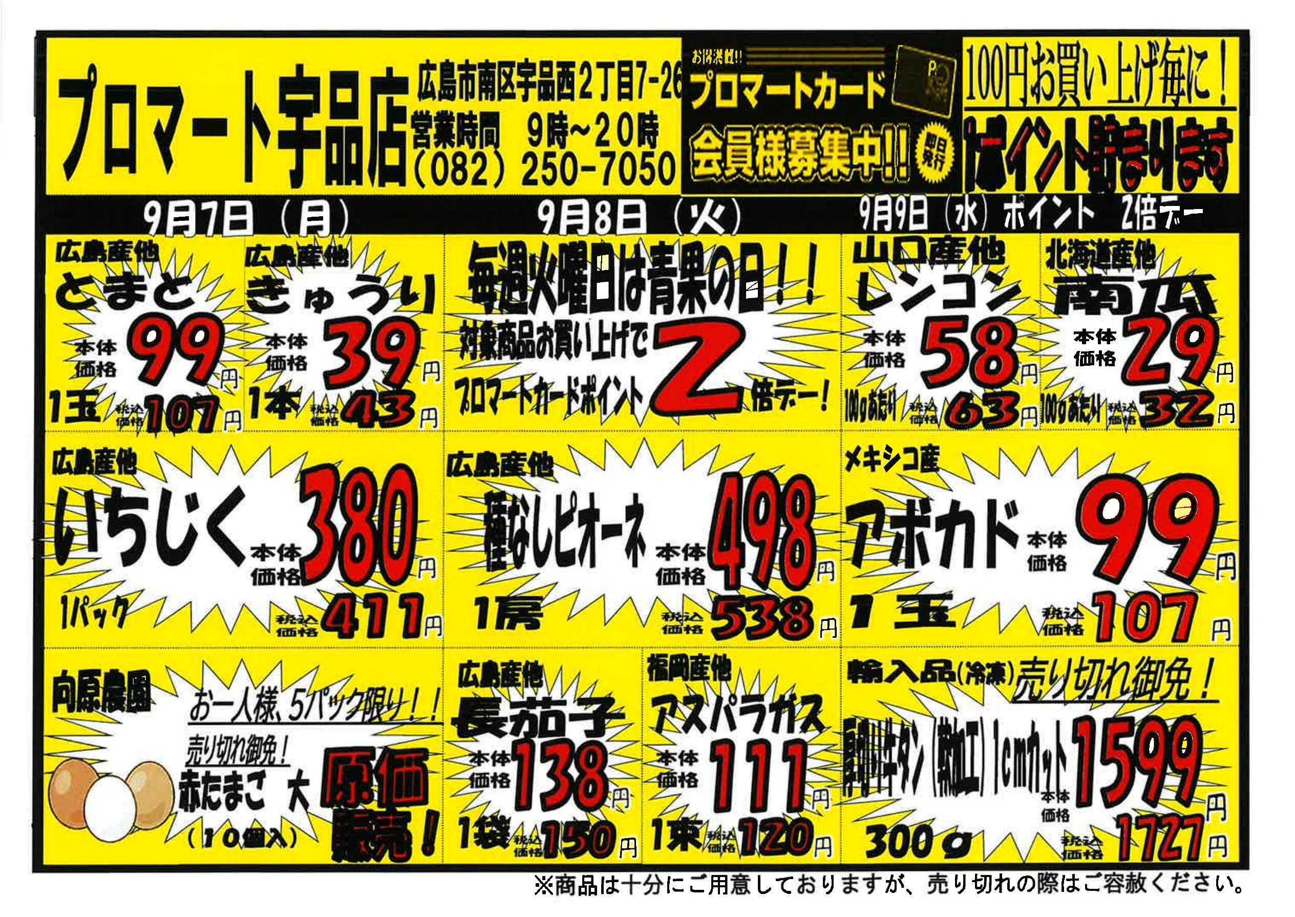 プロマート 9/7～9/13