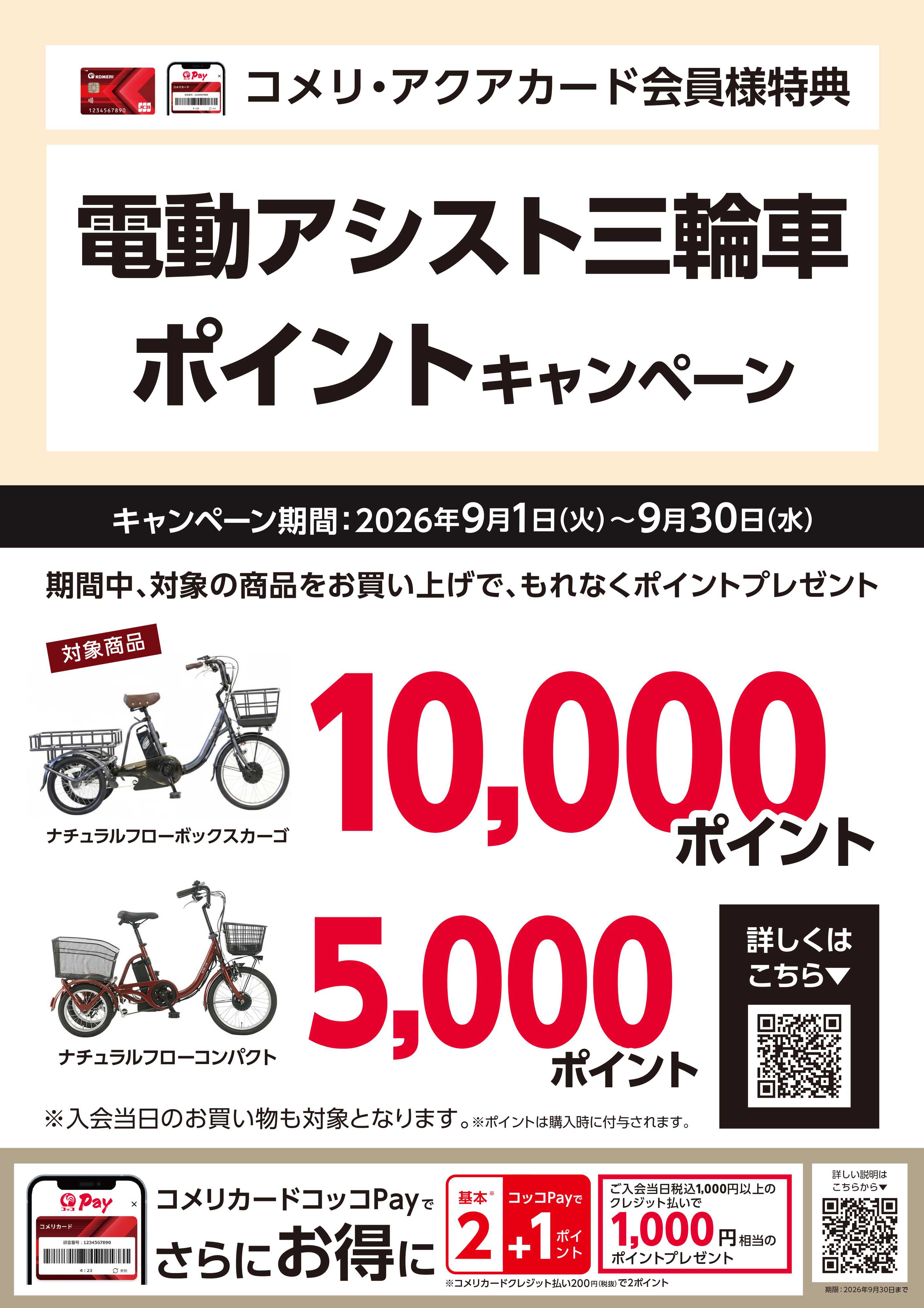 コメリパワー 電動アシスト三輪車 ポイントキャンペーン