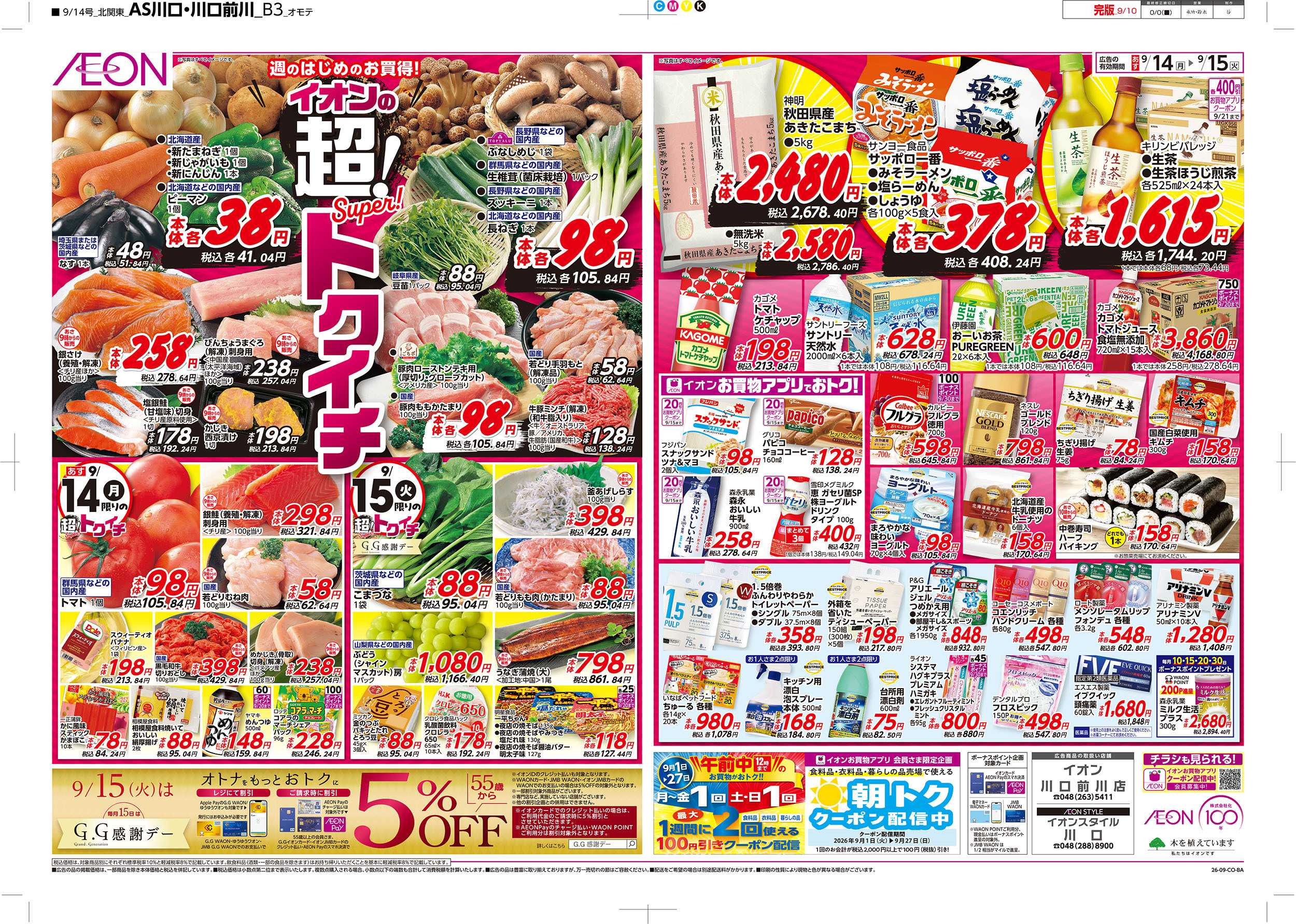 イオン 9/14号　イオンの超！トクイチ：表面