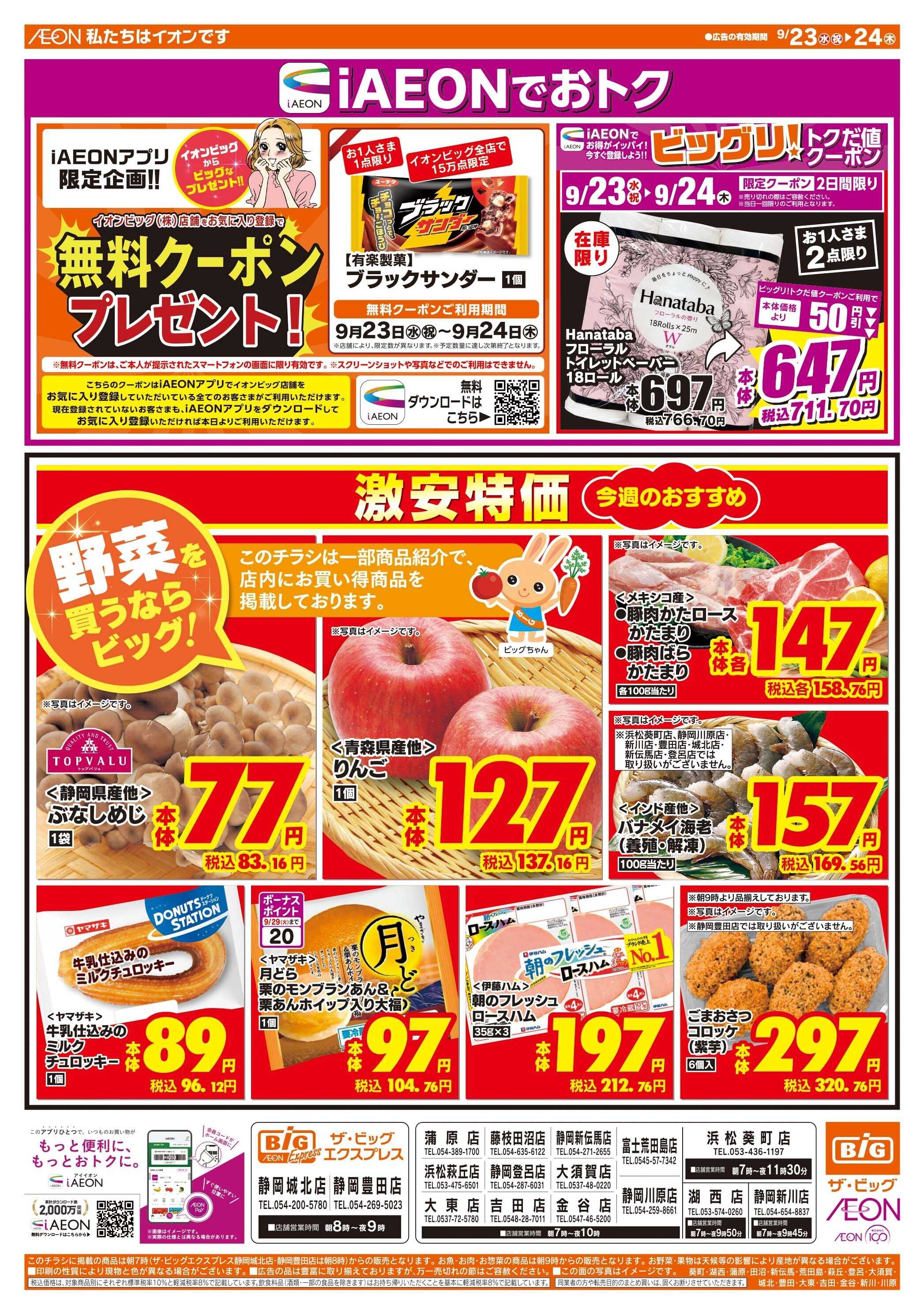 ザ・ビッグ 激安特価は水曜からのおすすめ品！