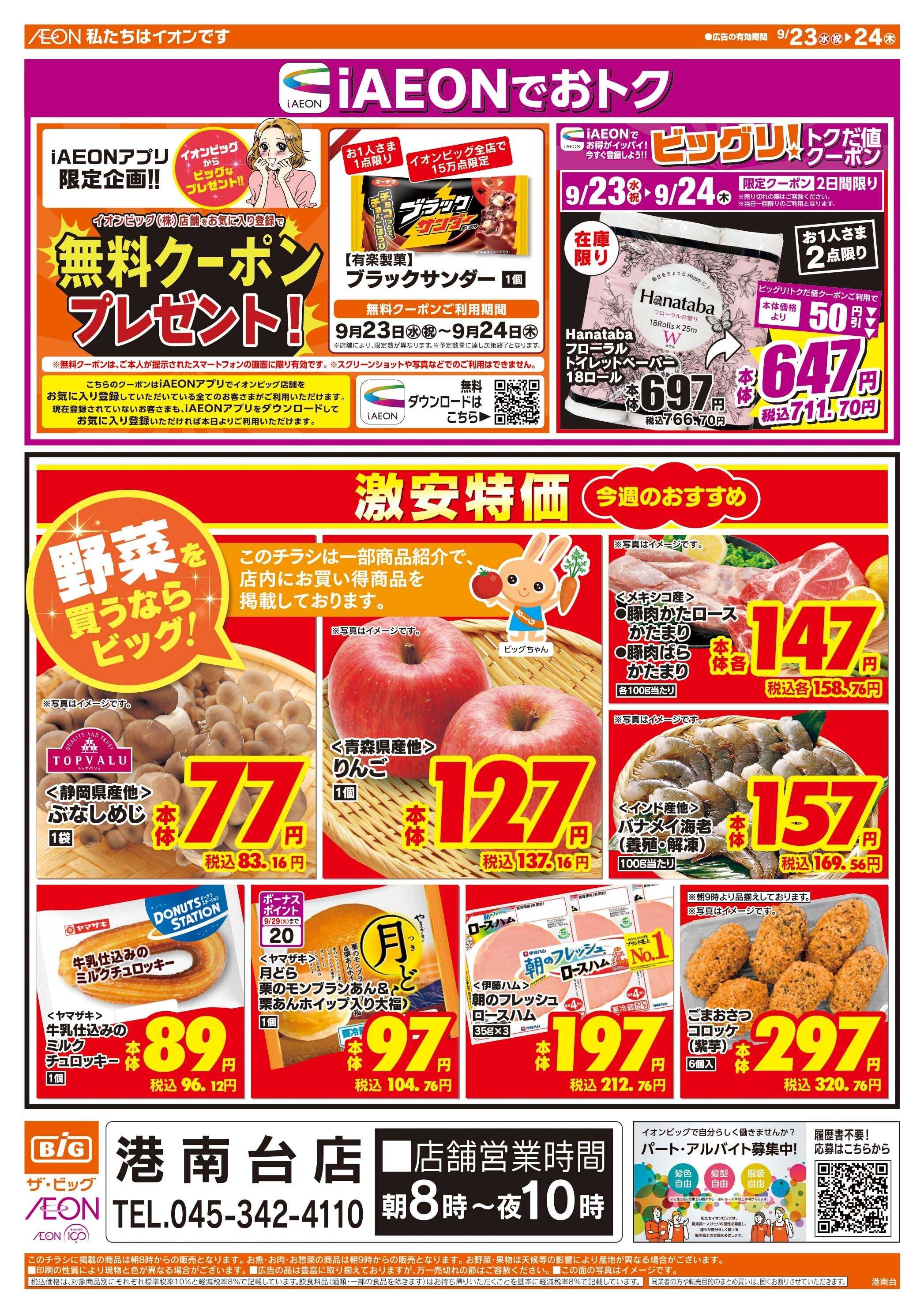 ザ・ビッグ 激安特価は水曜からのおすすめ品！