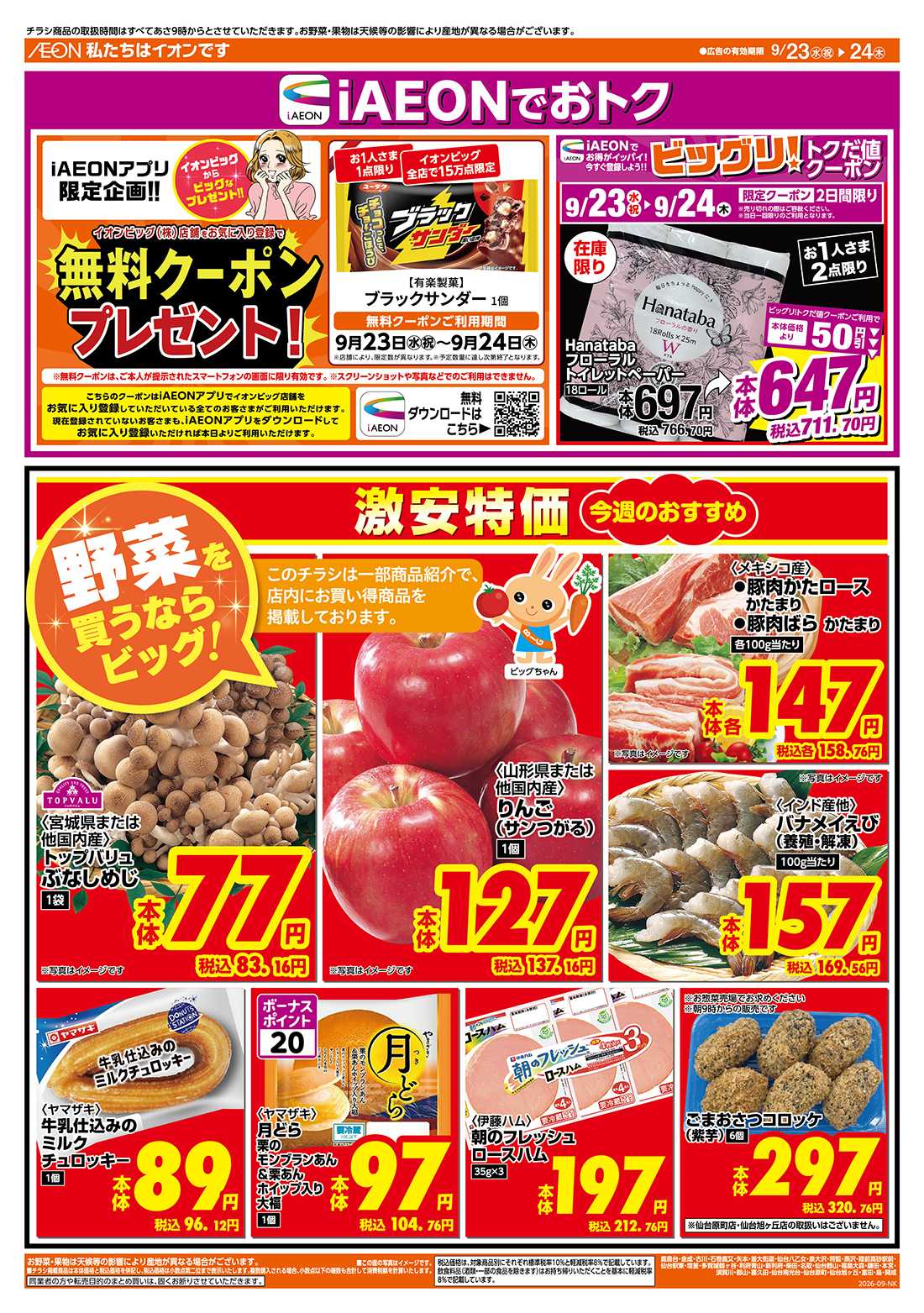 ザ・ビッグ 激安特価は水曜からのおすすめ品！