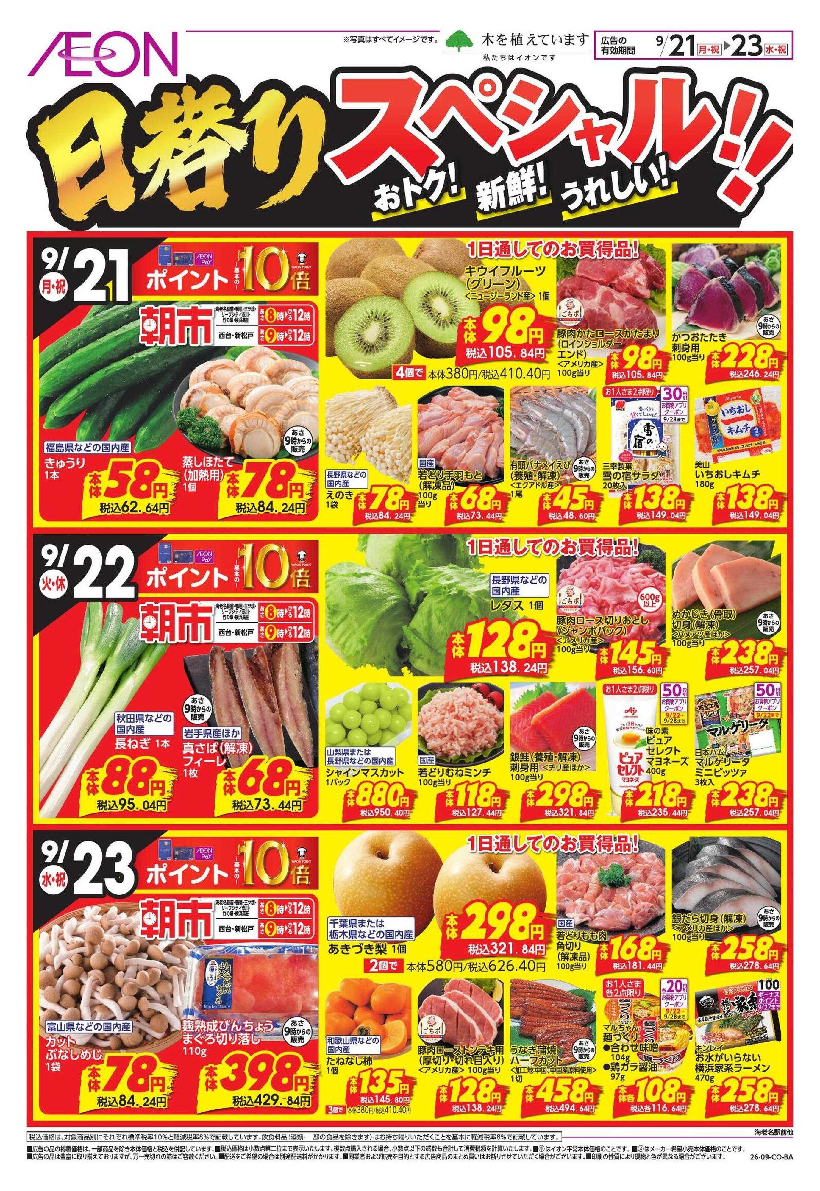 イオンスタイル 9/21号　鴨居・海老名駅前・西台・三ツ境・新松戸・リーフシティ市川・竹の塚・横浜高田