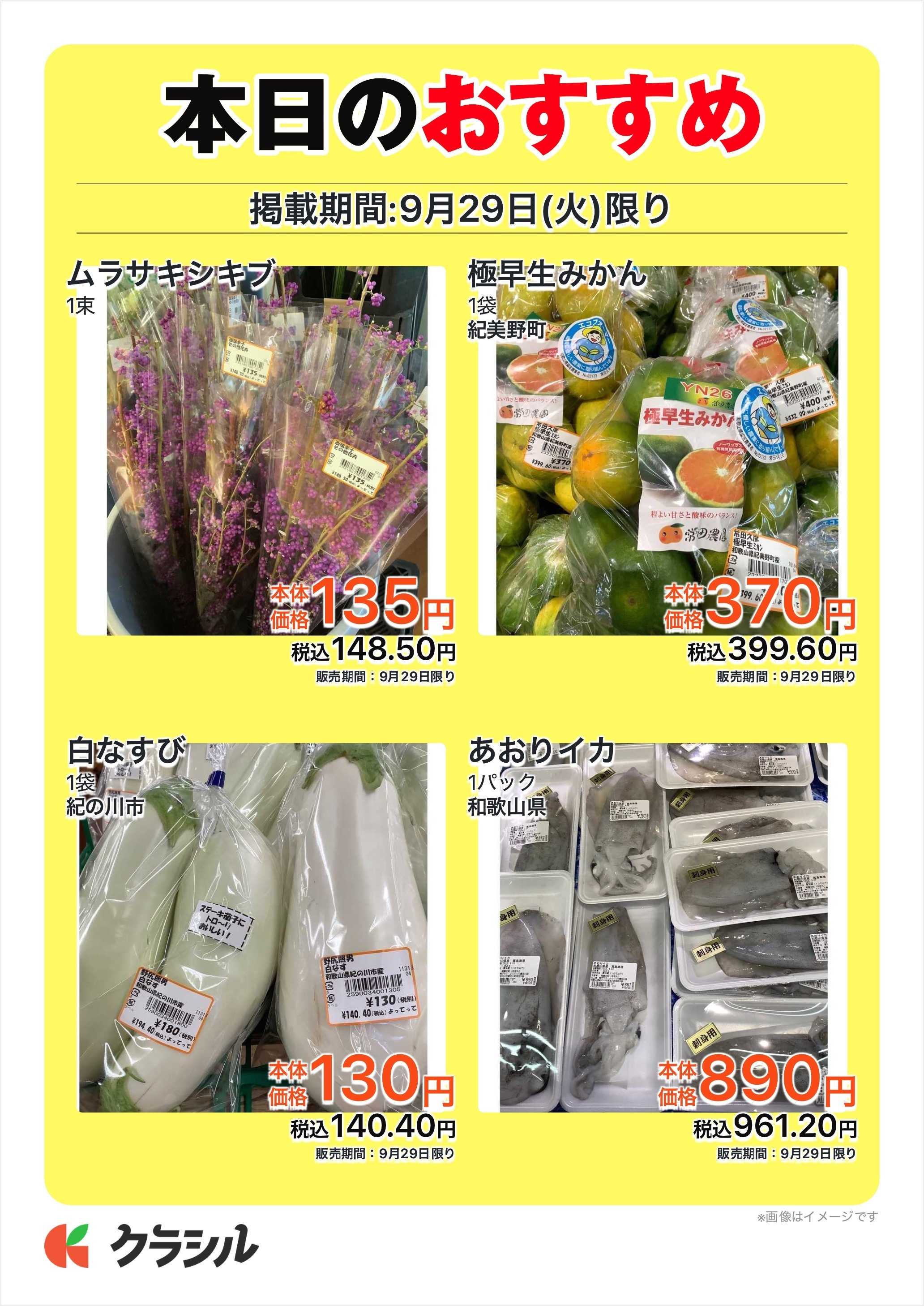 産直市場よってって 本日のおすすめ