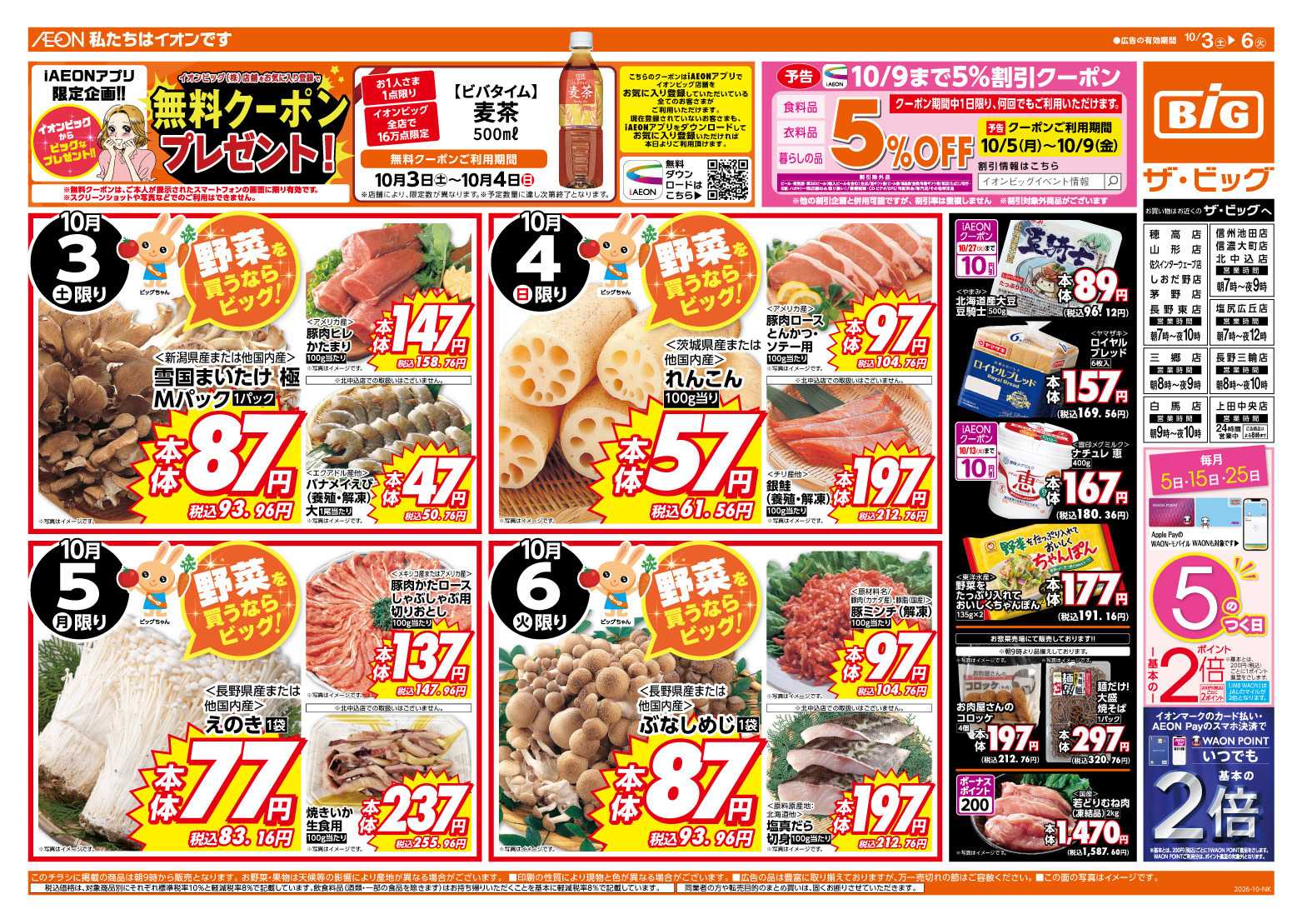 ザ・ビッグ 毎月５のつく日はポイント２倍！