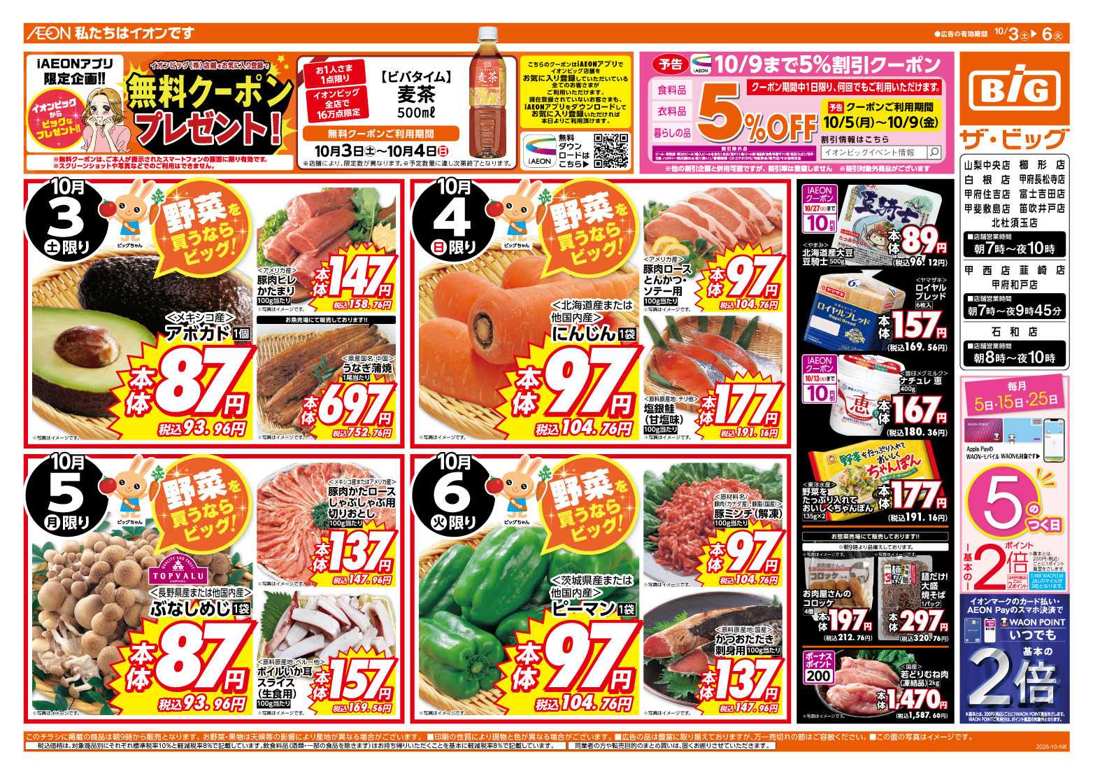 ザ・ビッグ 毎月５のつく日はポイント２倍！
