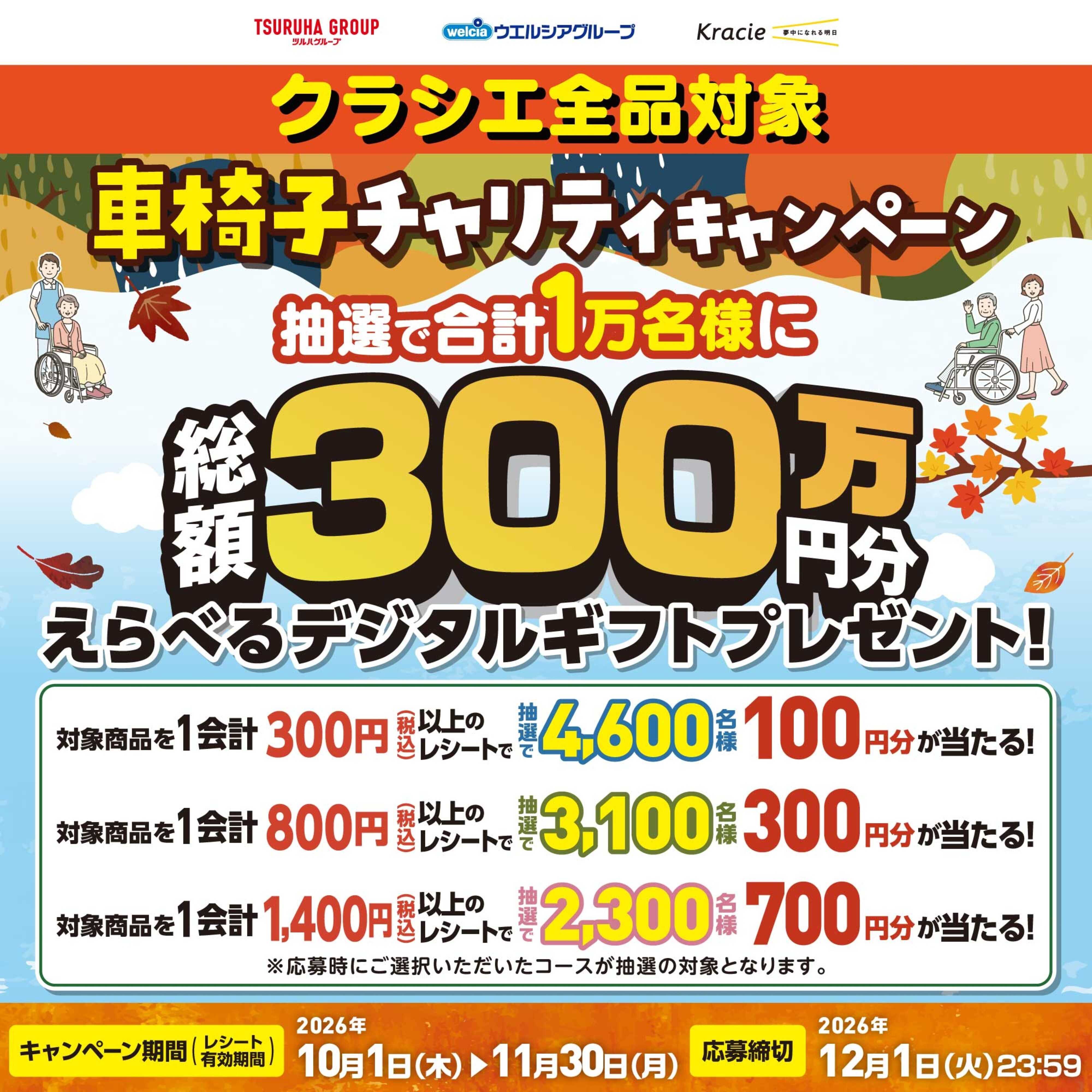 ツルハドラッグ クラシエ車椅子キャンペーン