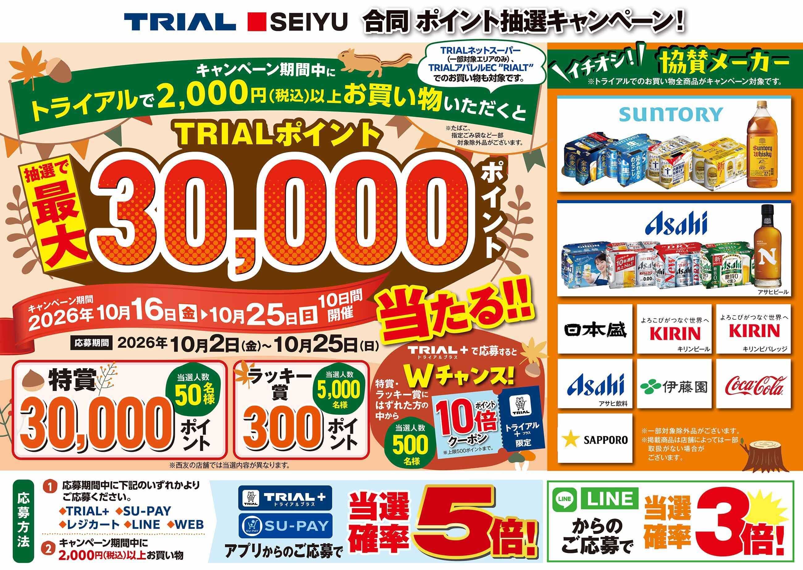 トライアル TRIAL SEIYU 合同ポイント抽選キャンペーン！開催