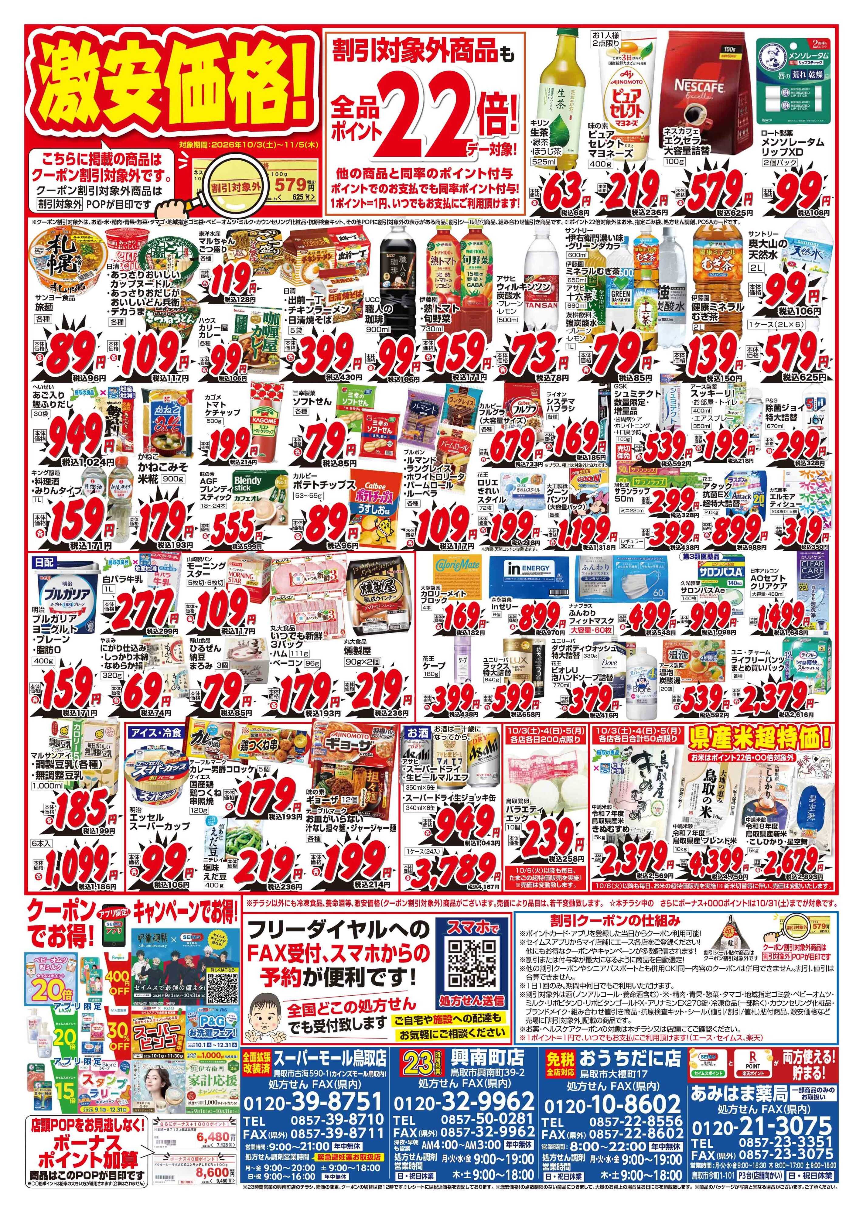 ドラッグストアエース ドラッグストアエース　チラシ10月号