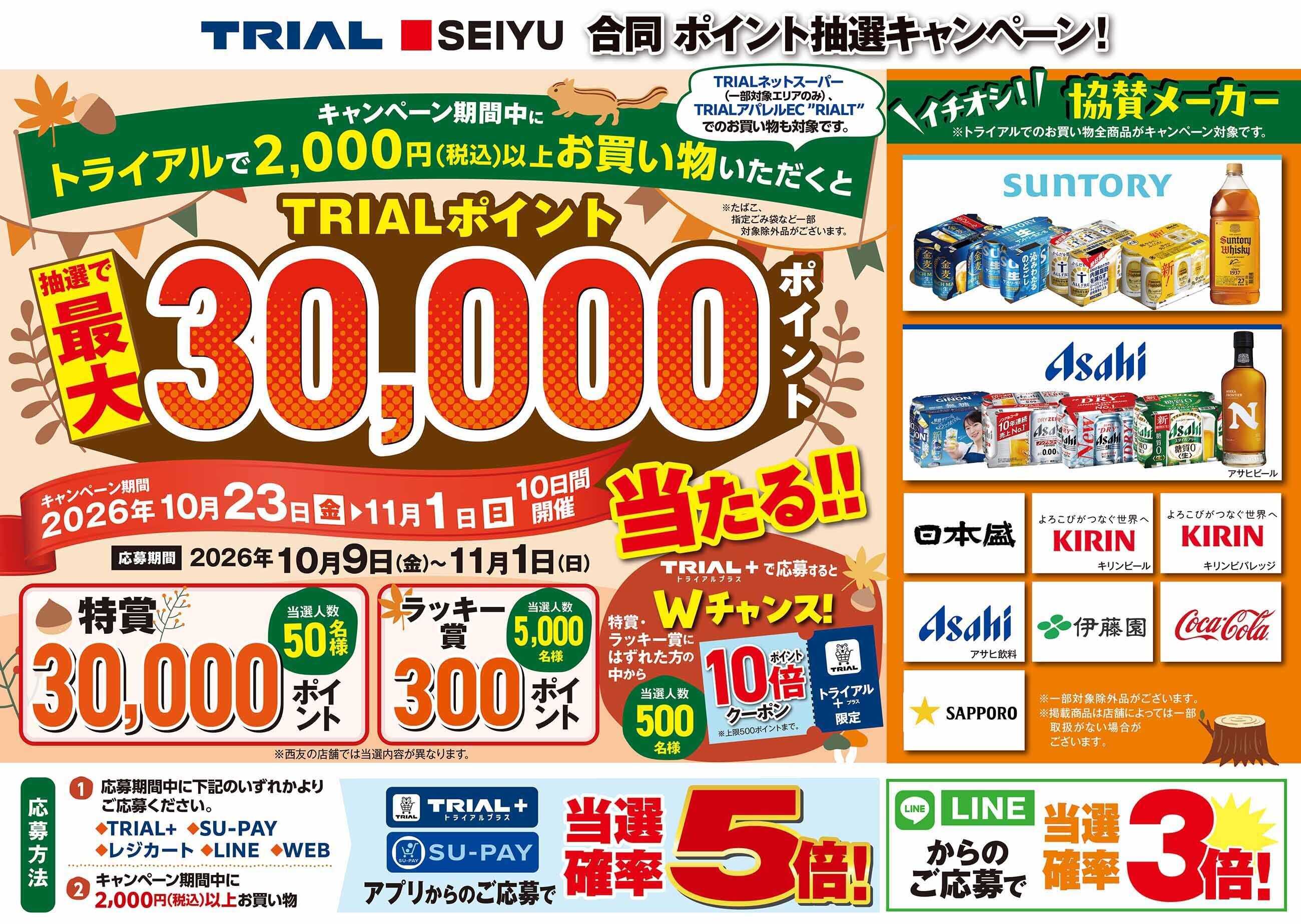 トライアル TRIAL SEIYU 合同ポイント抽選キャンペーン！開催