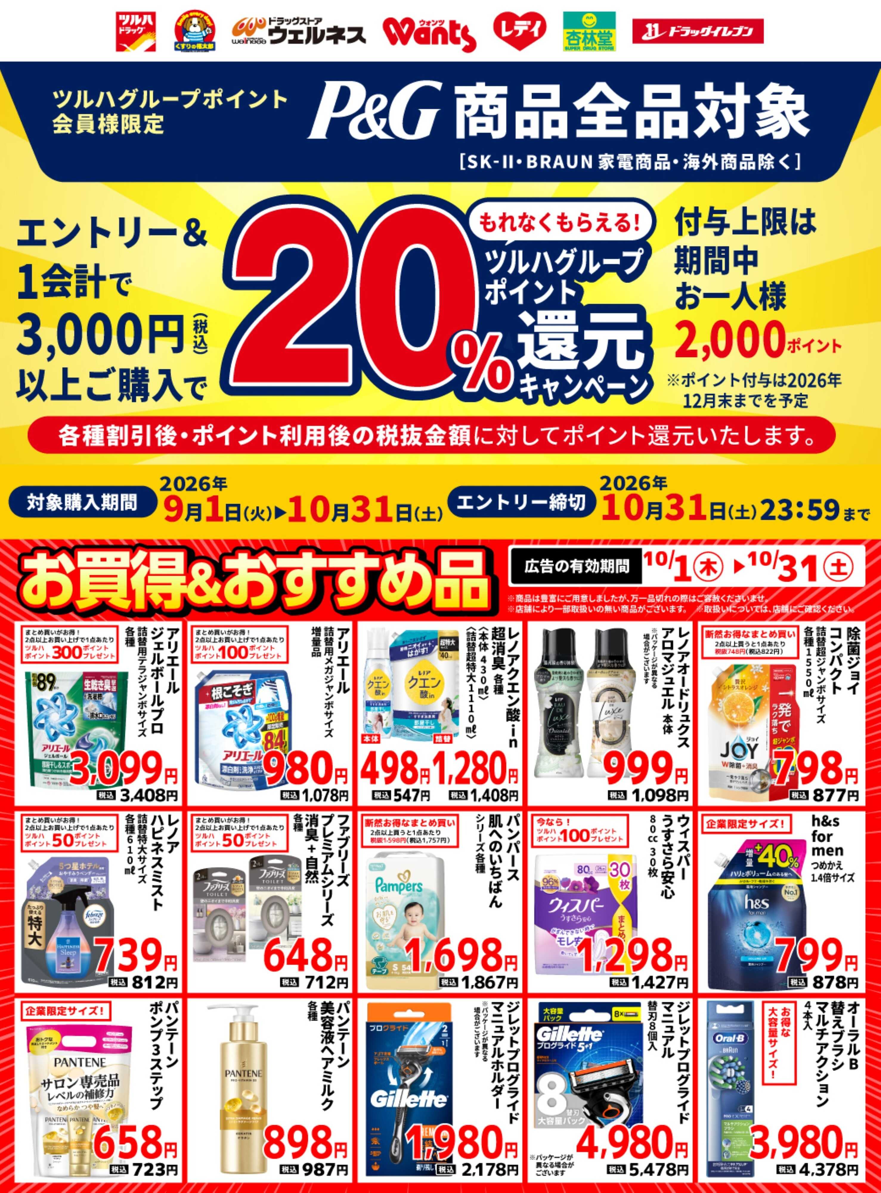 くすりの福太郎 10月1日～31日 20％還元キャンペーン