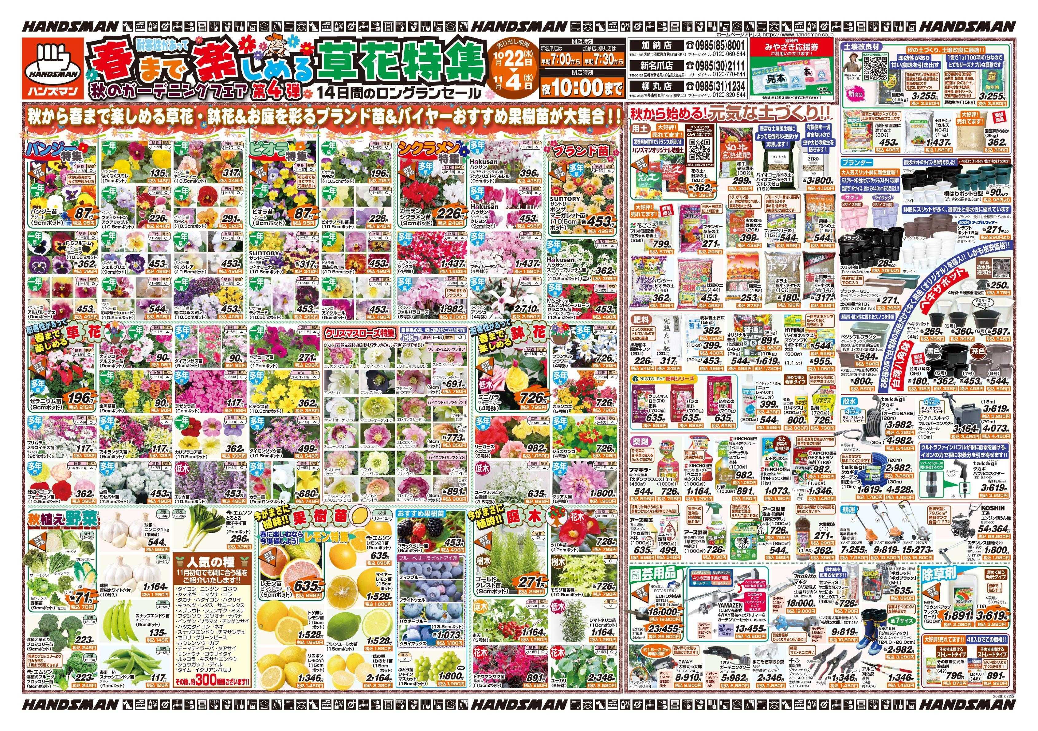 ハンズマン 春まで楽しめる草花特集