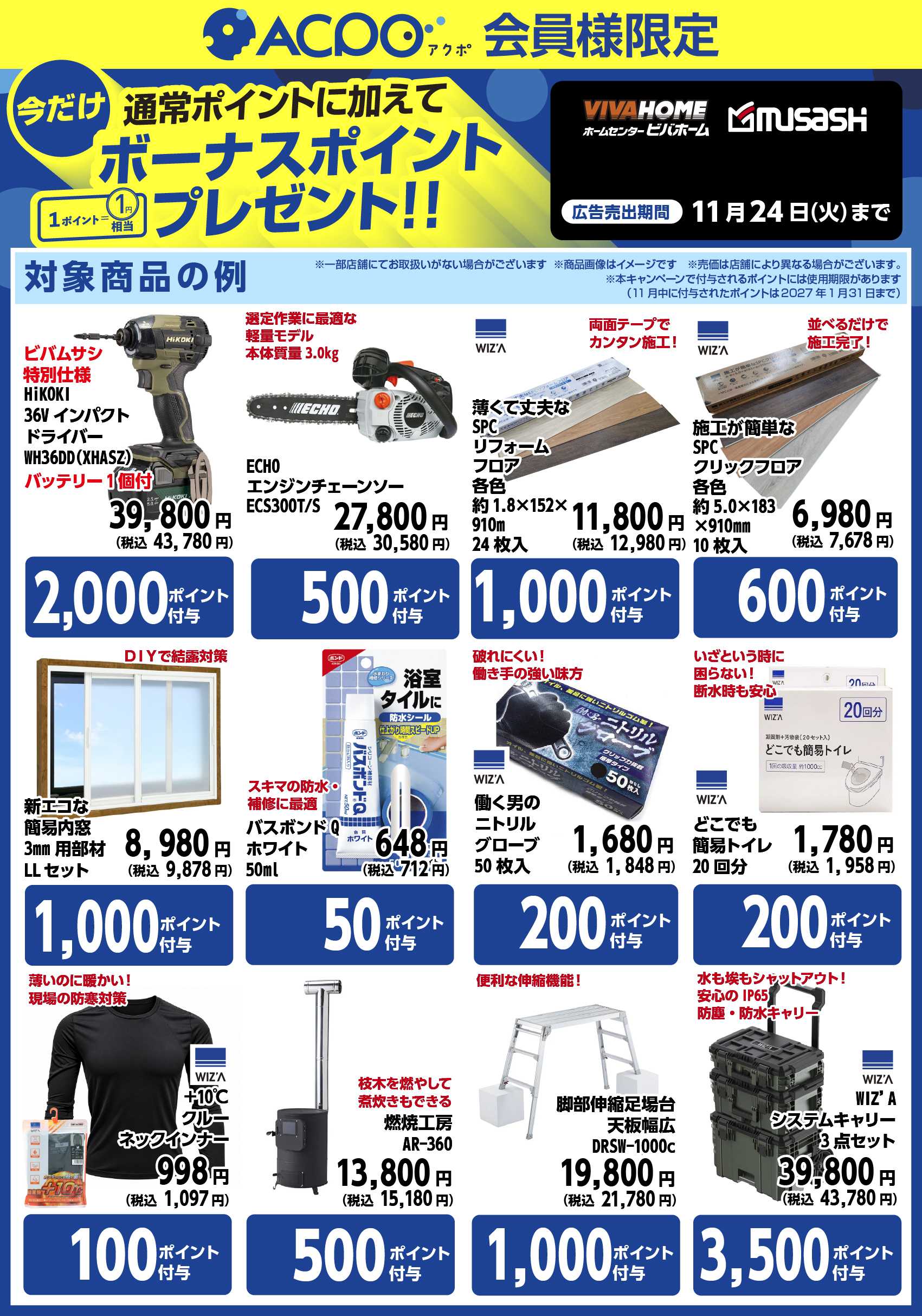 スーパービバホーム ACPOボーナスポイント商品のご紹介！