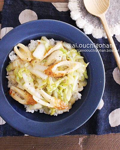 ズボラうまい♡ついつい食べ過ぎちゃう！ちくわと白菜のとろみ中華あんかけ丼