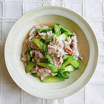 豚こま肉ときゅうりのピリ辛中華炒め