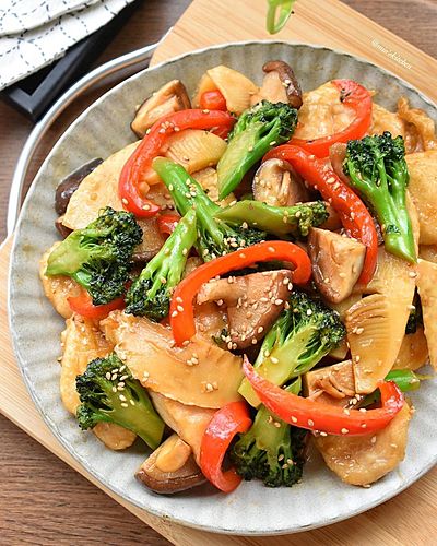 胸様deオイスターソース炒め