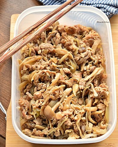 豚こまdeキノコたっぷり旨辛炒め煮風