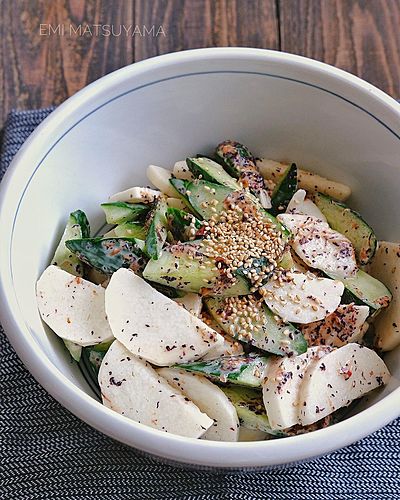 きゅうりと長芋のゆかりおかかマヨサラダ