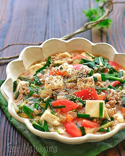 ニラトマト麻婆風【とろみ付け簡単！失敗なし！】﻿