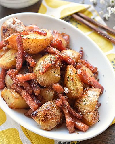 新じゃがとベーコンの甘辛炒め