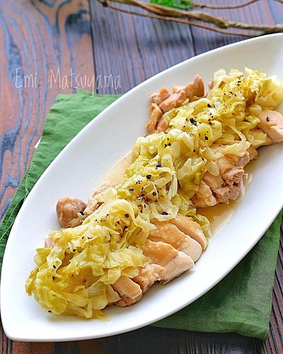 レンジで簡単！ガリバタレモンのキャベツチキン﻿