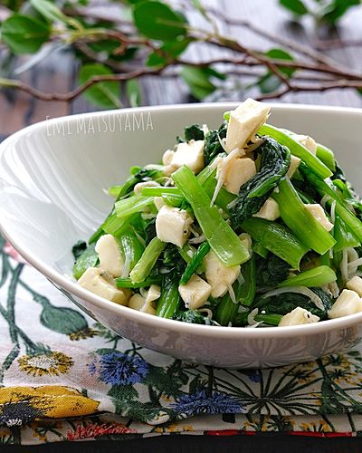 小松菜としらすとモッツァレラチーズのカルシウム和え