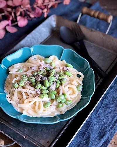 豆とアンチョビのの洋風クリームうどん
